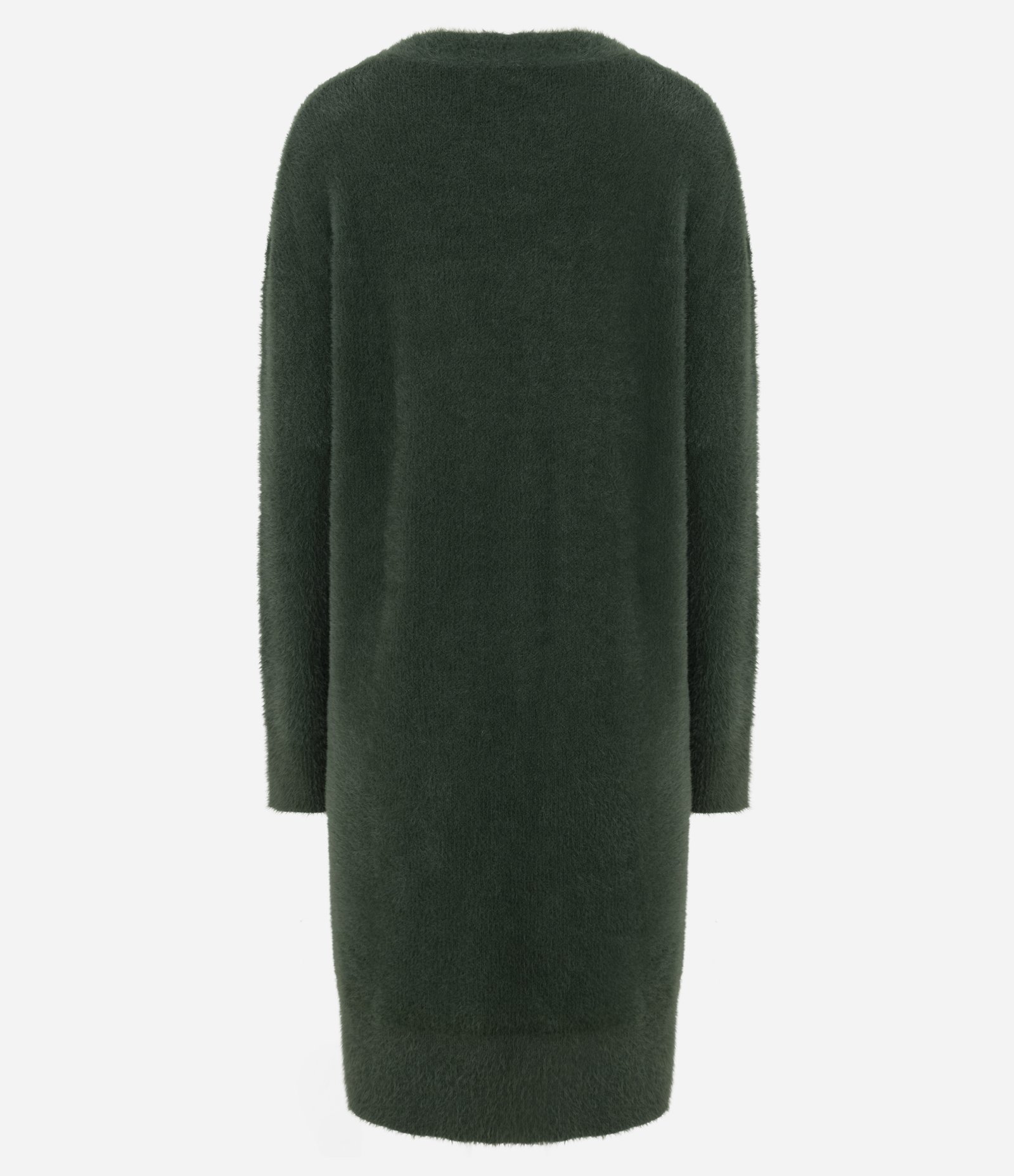 Cardigan Longo em Tricô Com Textura de Pelos Verde 7