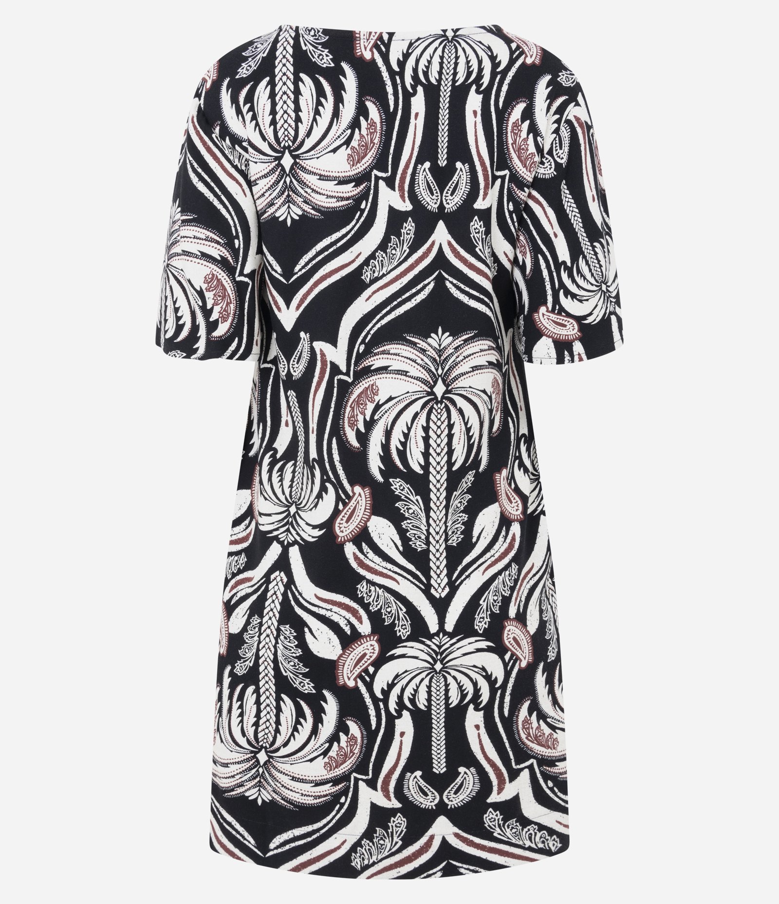 Vestido T-Shirt em Viscose com Estampa de Folhagens Preto 7