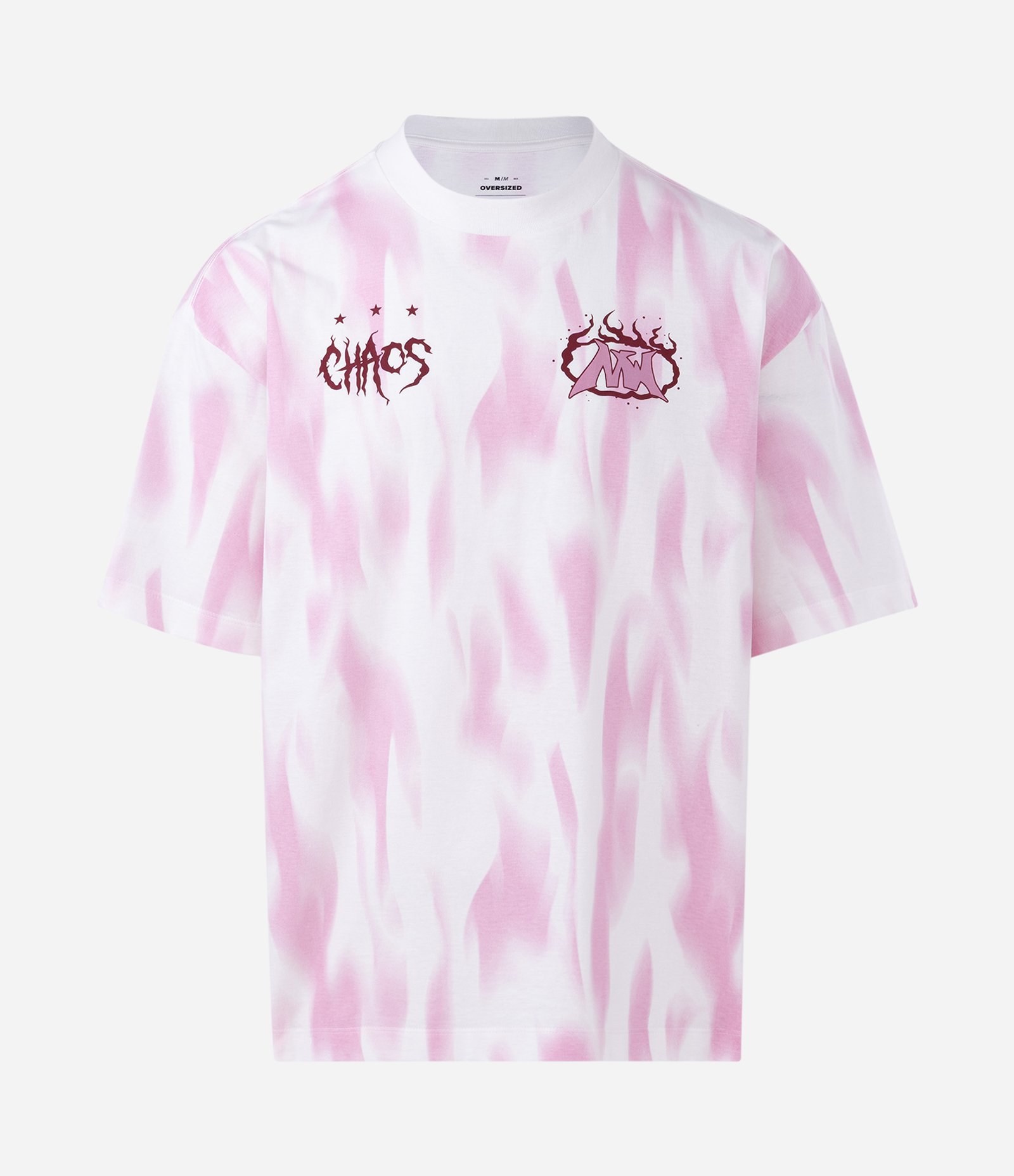 Camiseta Oversized Sportcore em Algodão com Estampa Chaos Branco / Rosa 1