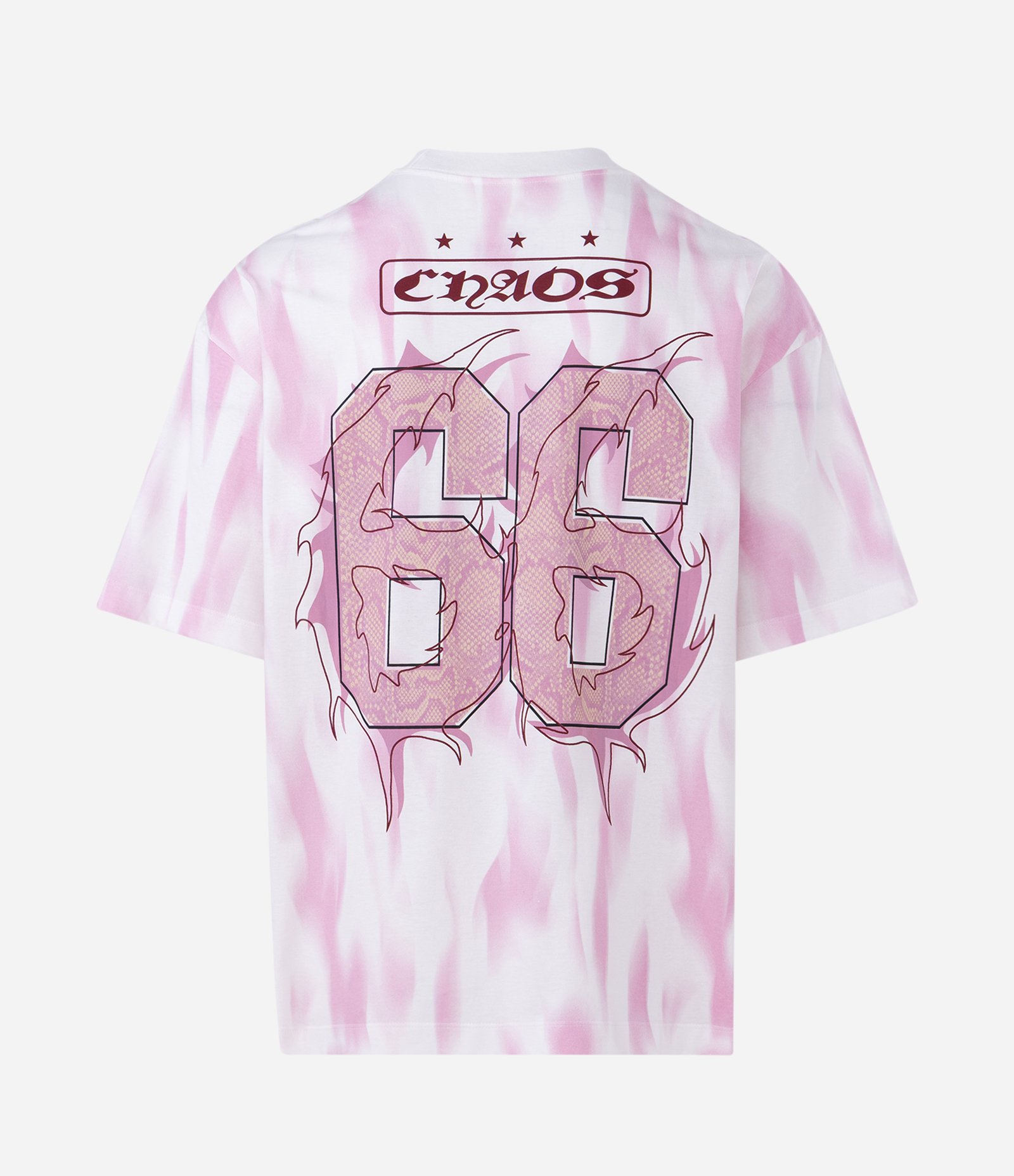 Camiseta Oversized Sportcore em Algodão com Estampa Chaos Branco / Rosa 2