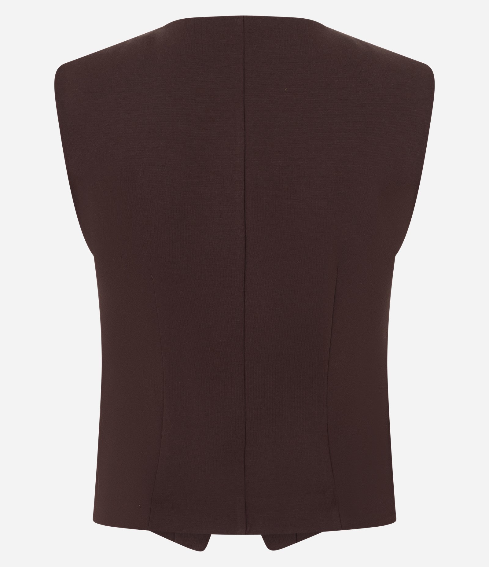 Colete Acinturado em Ponto Roma com Pregas e Abotoamento Marrom 6