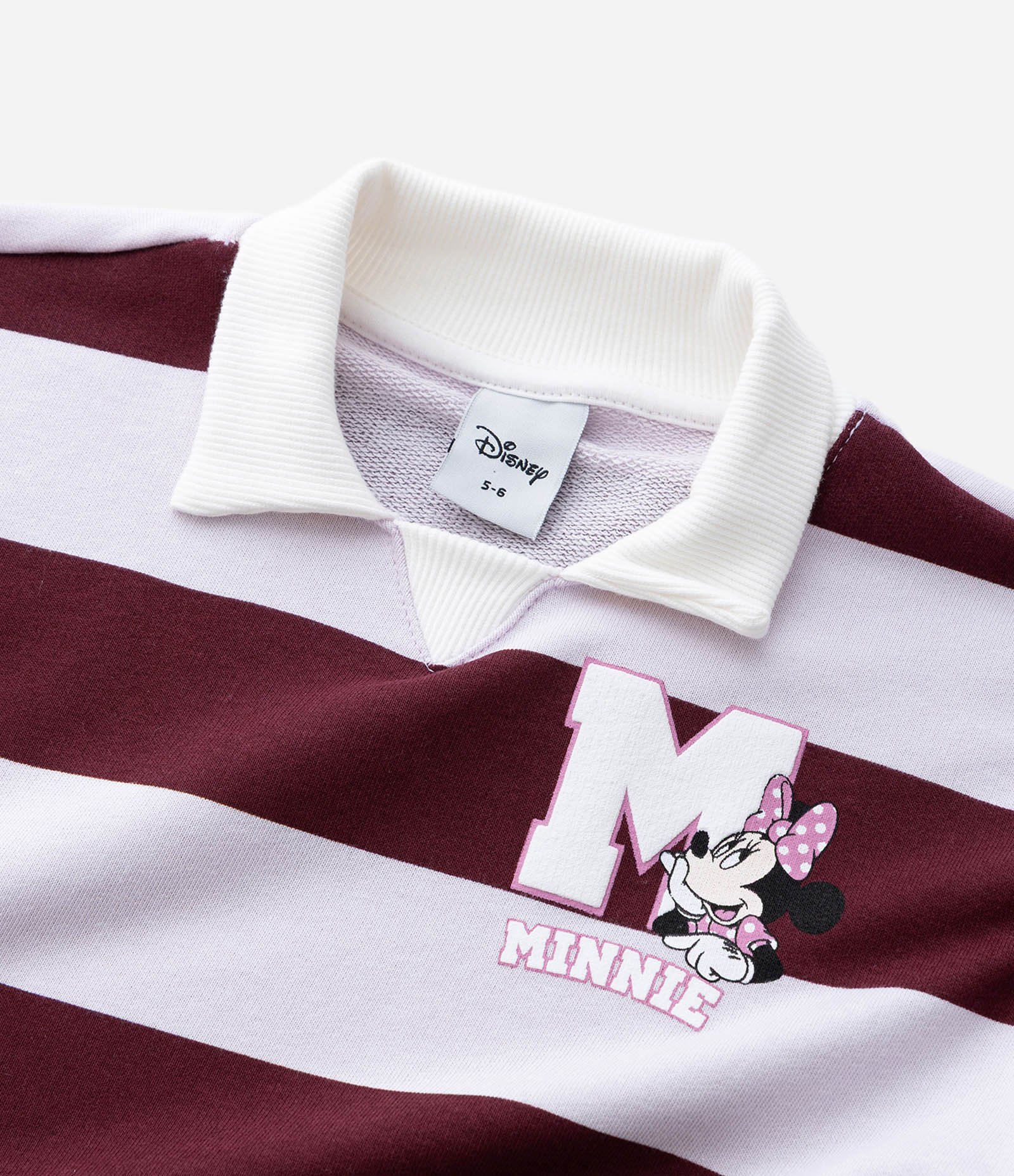 Casaco Infantil Listrado com Estampa Minnie e Gola Polo – Tam 1 a 7/8 Anos Bordô/Lilás 5