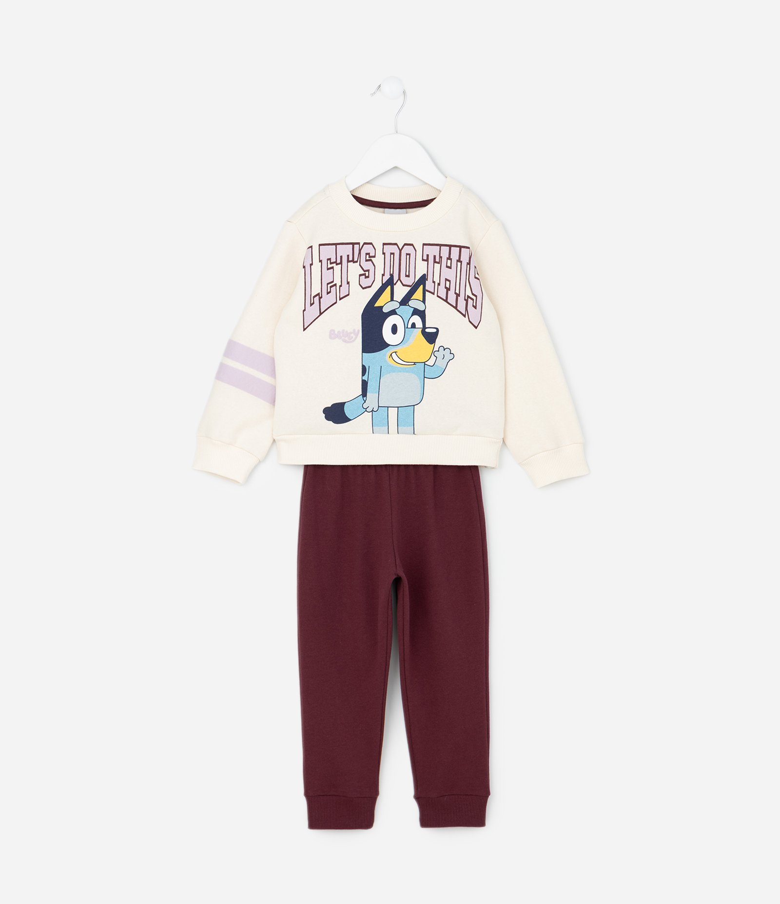Conjunto Infantil com Casaco Estampa Bluey e Calça Jogger – Tam 1 a 5/6 Anos Off-White /Vinho 1