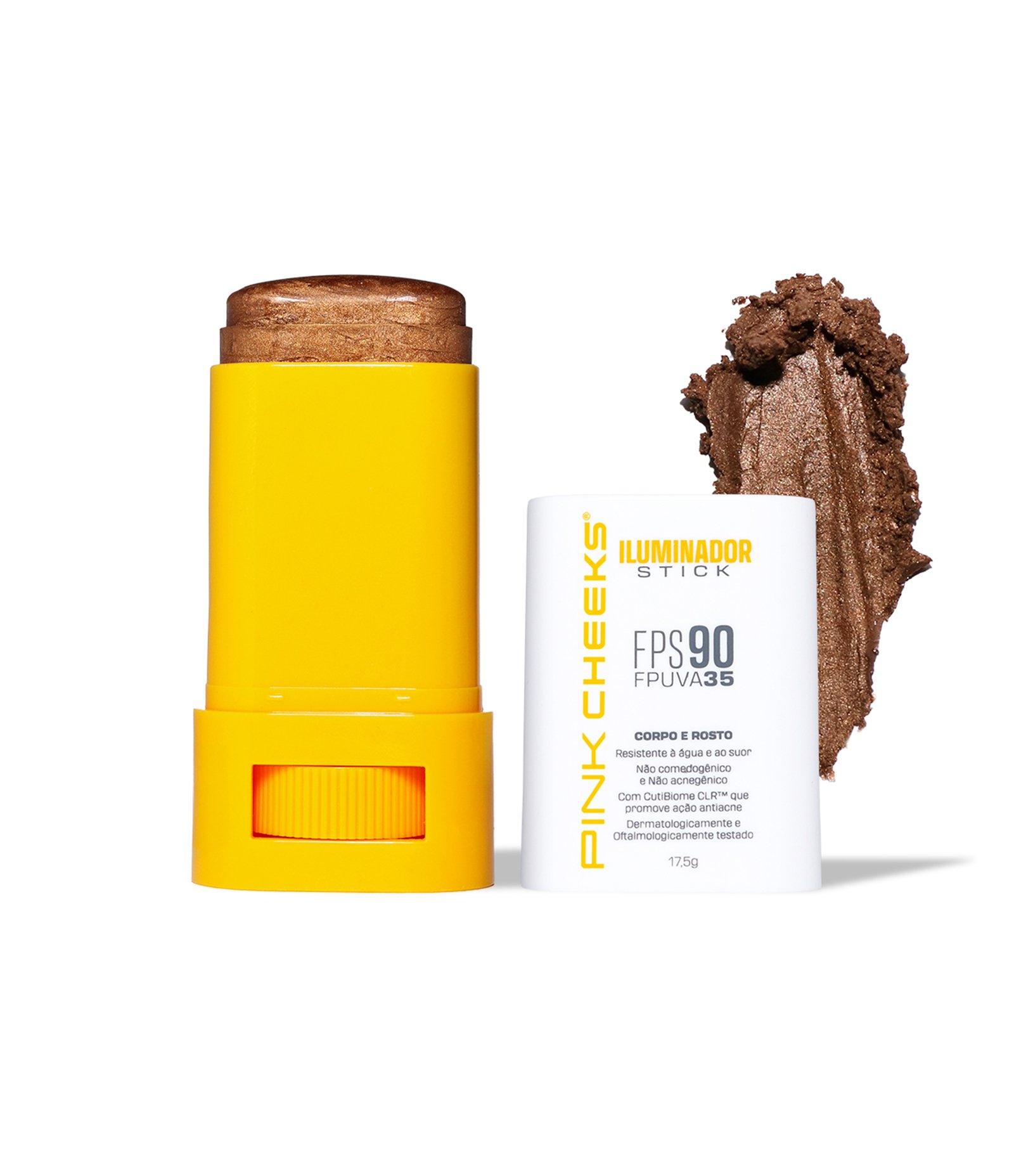 Protetor Solar Facial e Corporal com Iluminador Multifuncional Stick Pink Cheeks Bronze 3