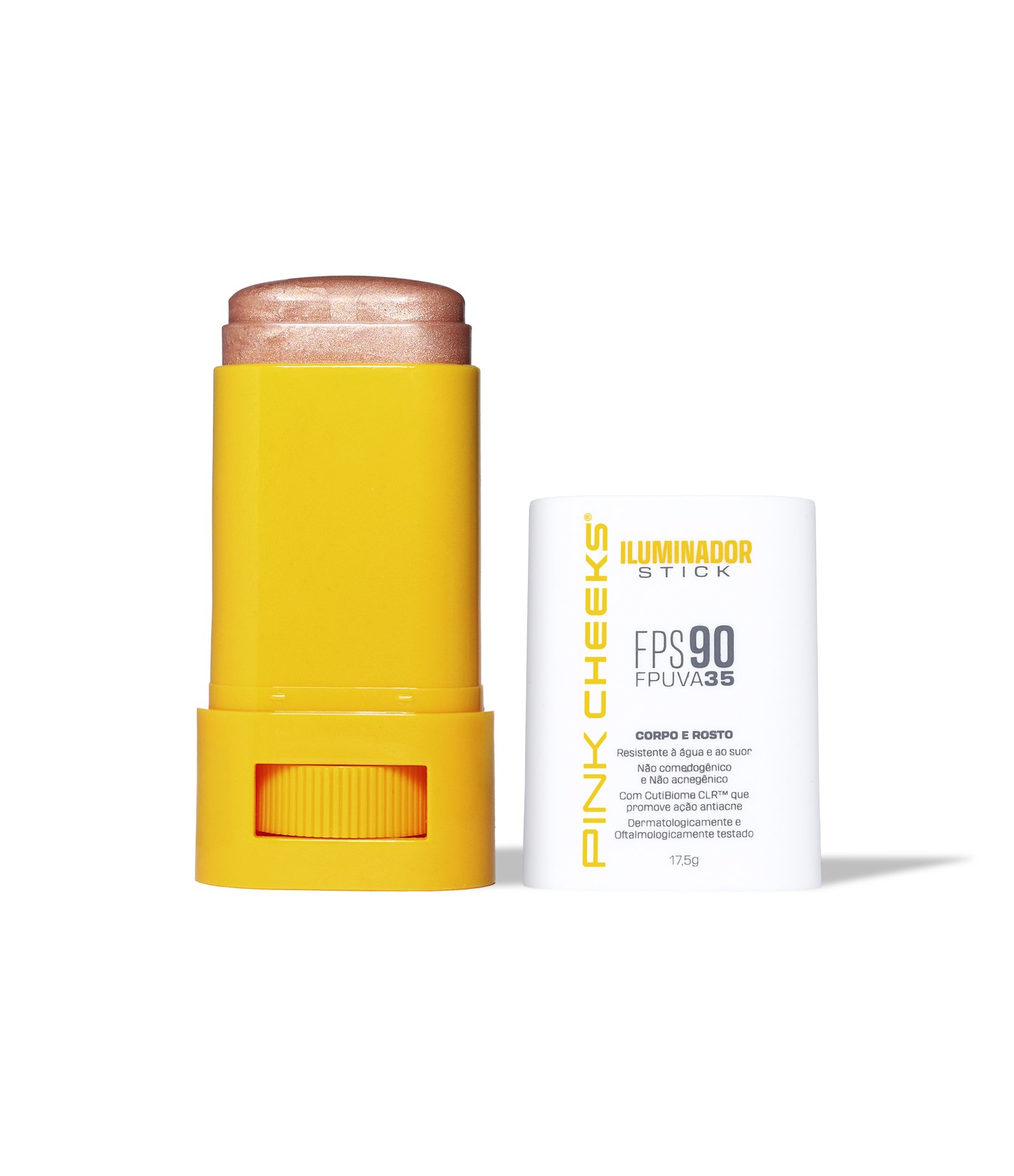 Protetor Solar Facial e Corporal com Iluminador Multifuncional Stick Pink Cheeks Champagne 1