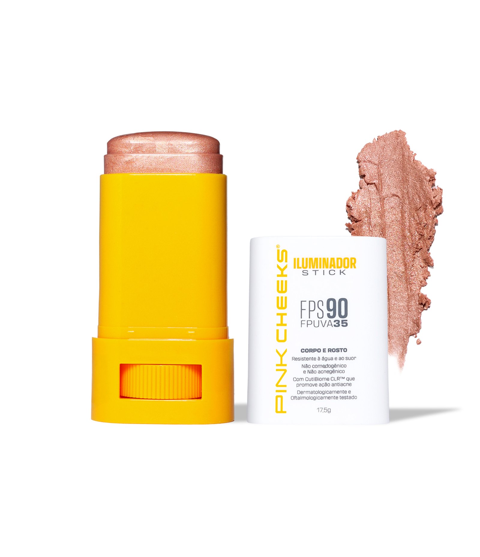 Protetor Solar Facial e Corporal com Iluminador Multifuncional Stick Pink Cheeks Champagne 3
