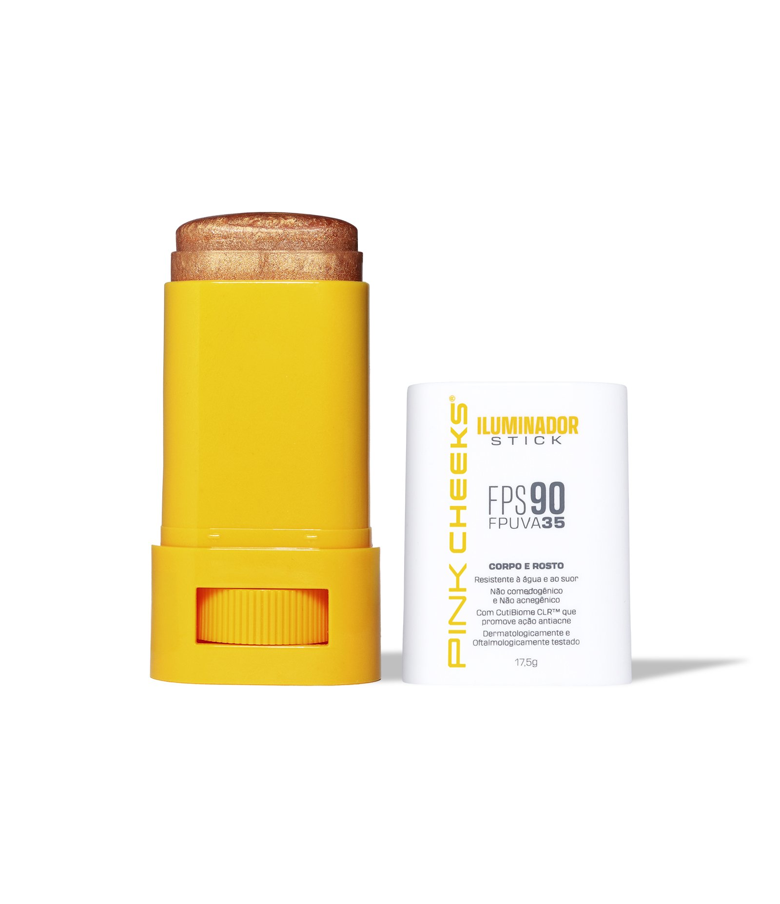 Protetor Solar Facial e Corporal com Iluminador Multifuncional Stick Pink Cheeks Gold 1
