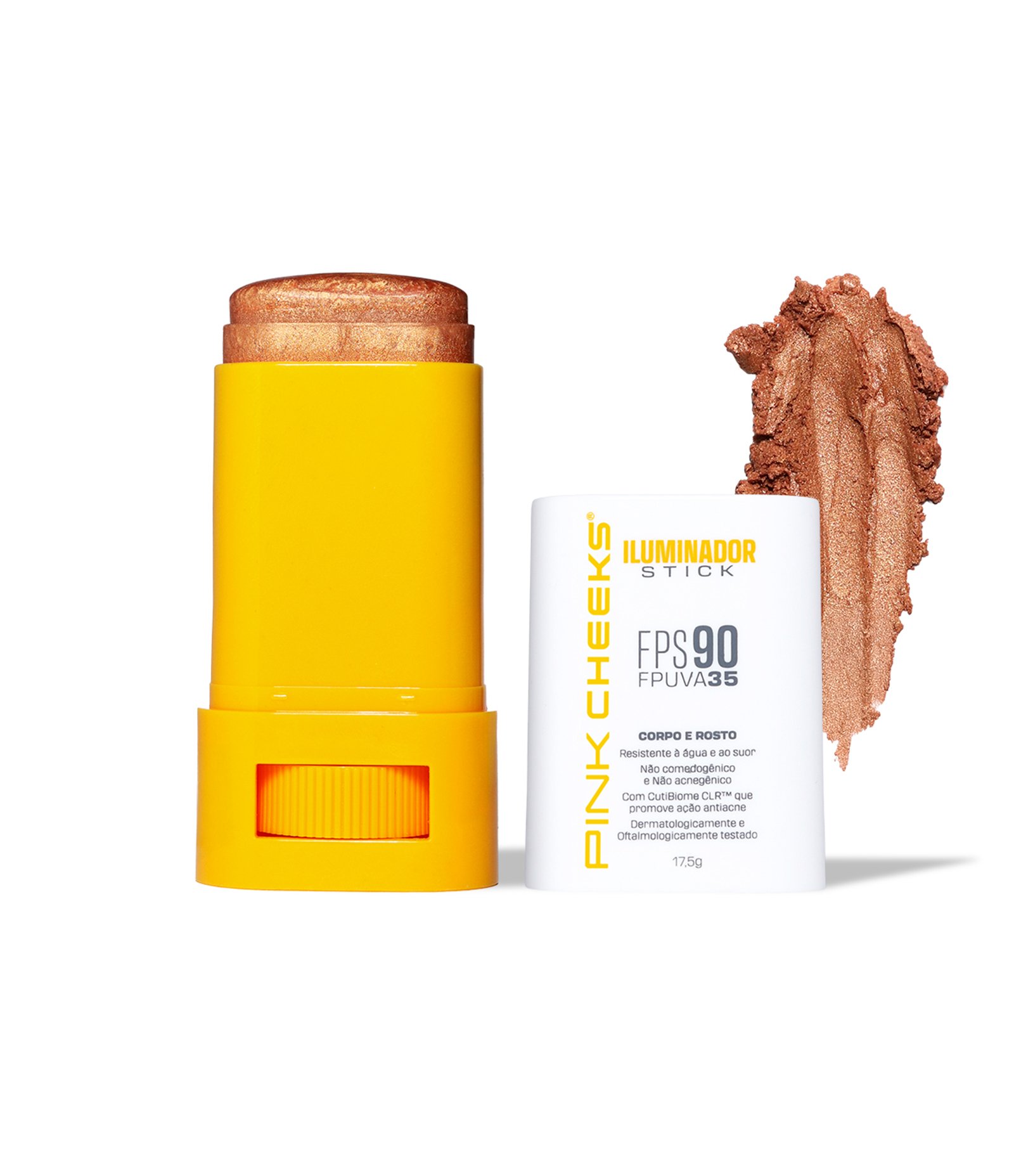 Protetor Solar Facial e Corporal com Iluminador Multifuncional Stick Pink Cheeks Gold 3