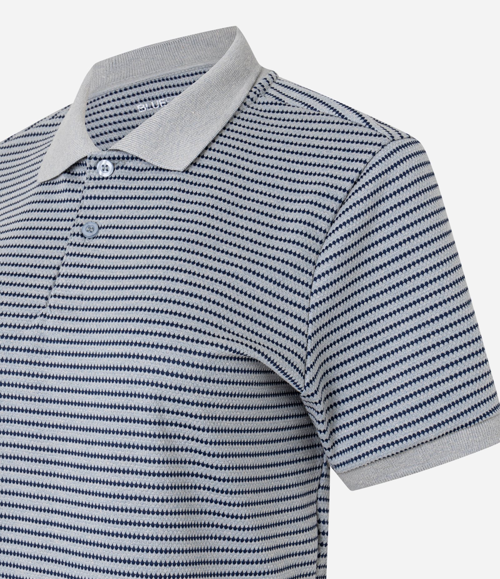 Blusa Polo Texturizada com Listras Cinza 5
