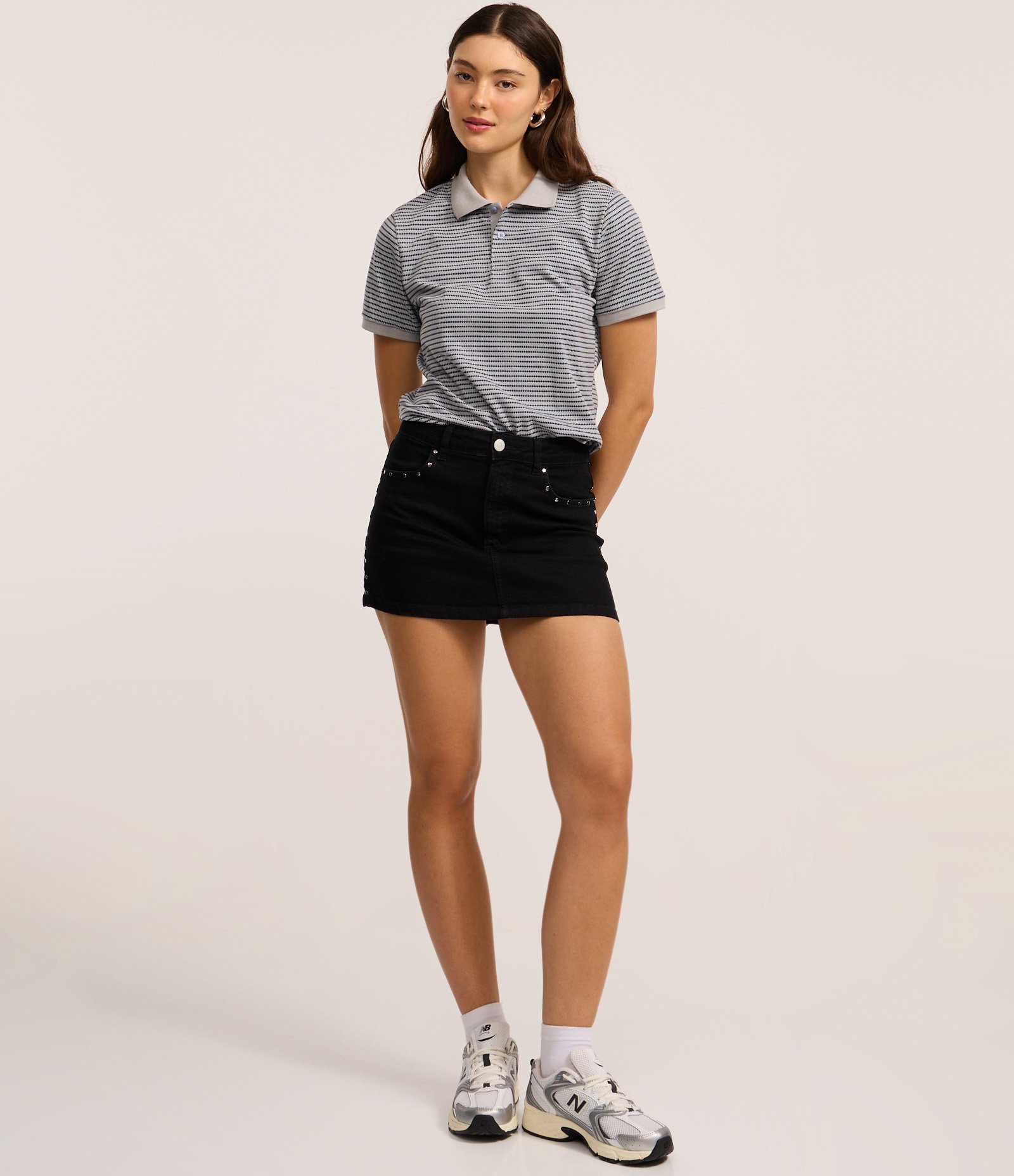 Blusa Polo Texturizada com Listras Cinza 2