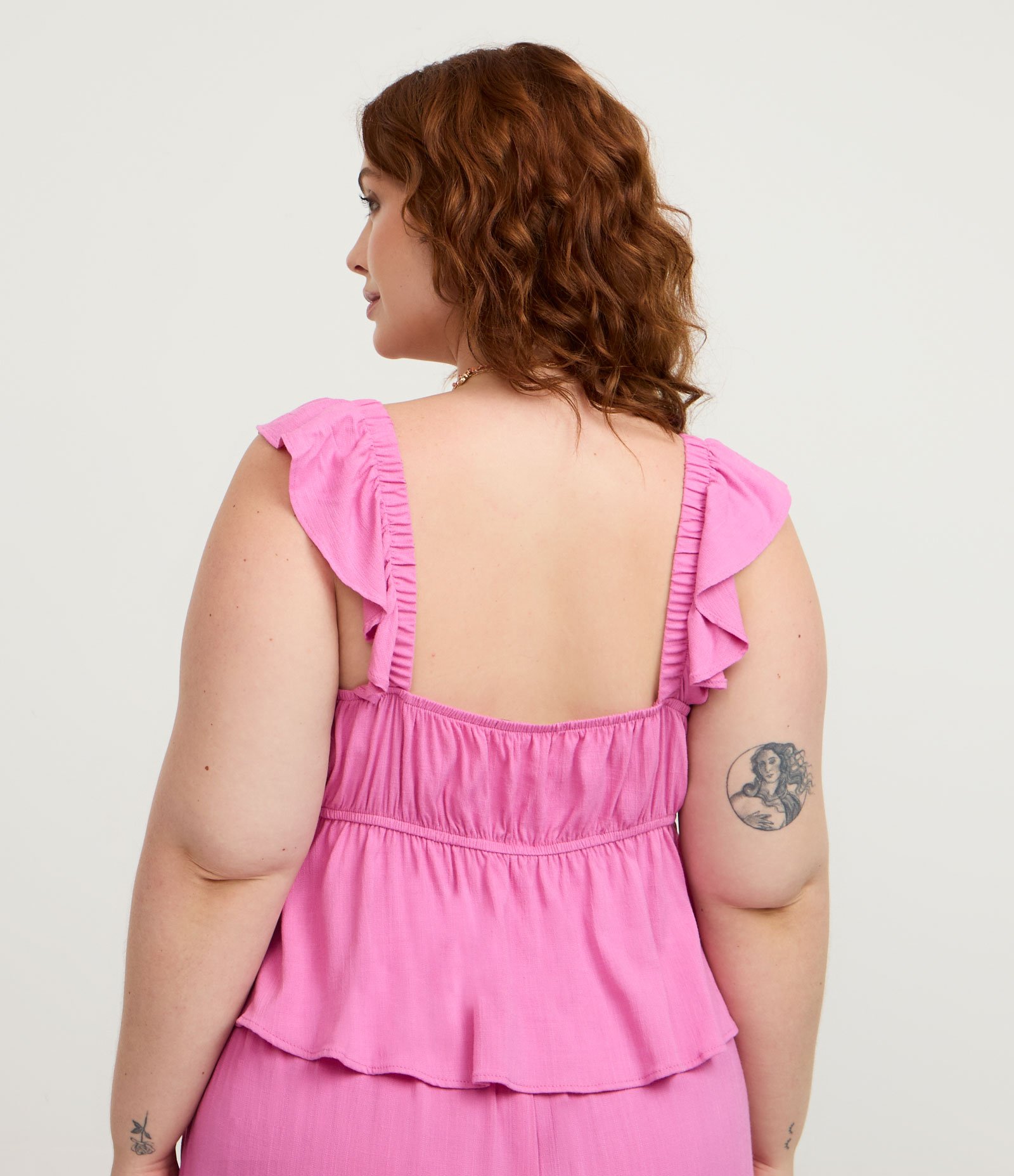 Regata Chalis com Babado e Amarração Frontal Curve & Plus Size Rosa 5