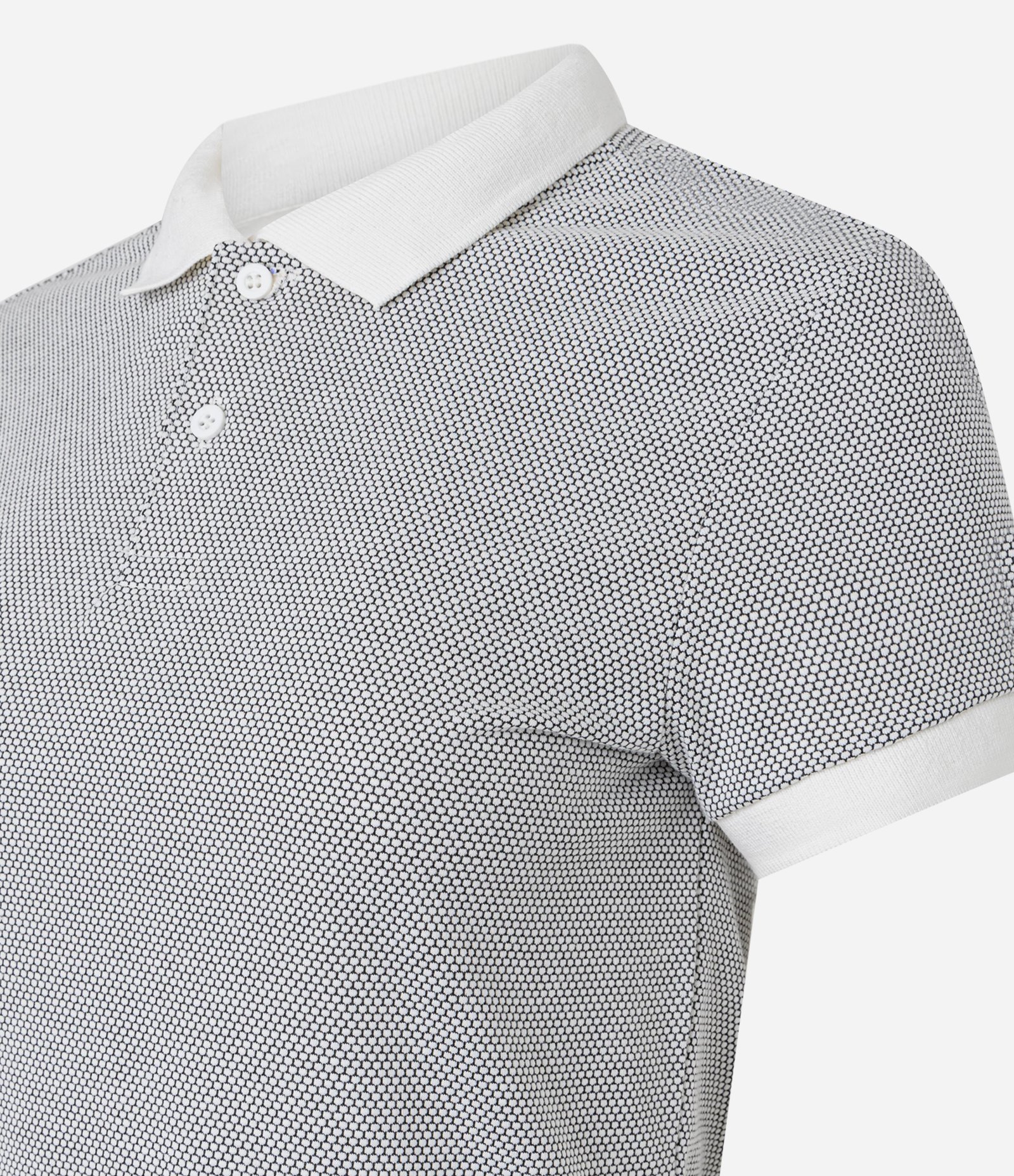 Blusa Polo em Algodão Texturizado em Favinho Branco 5