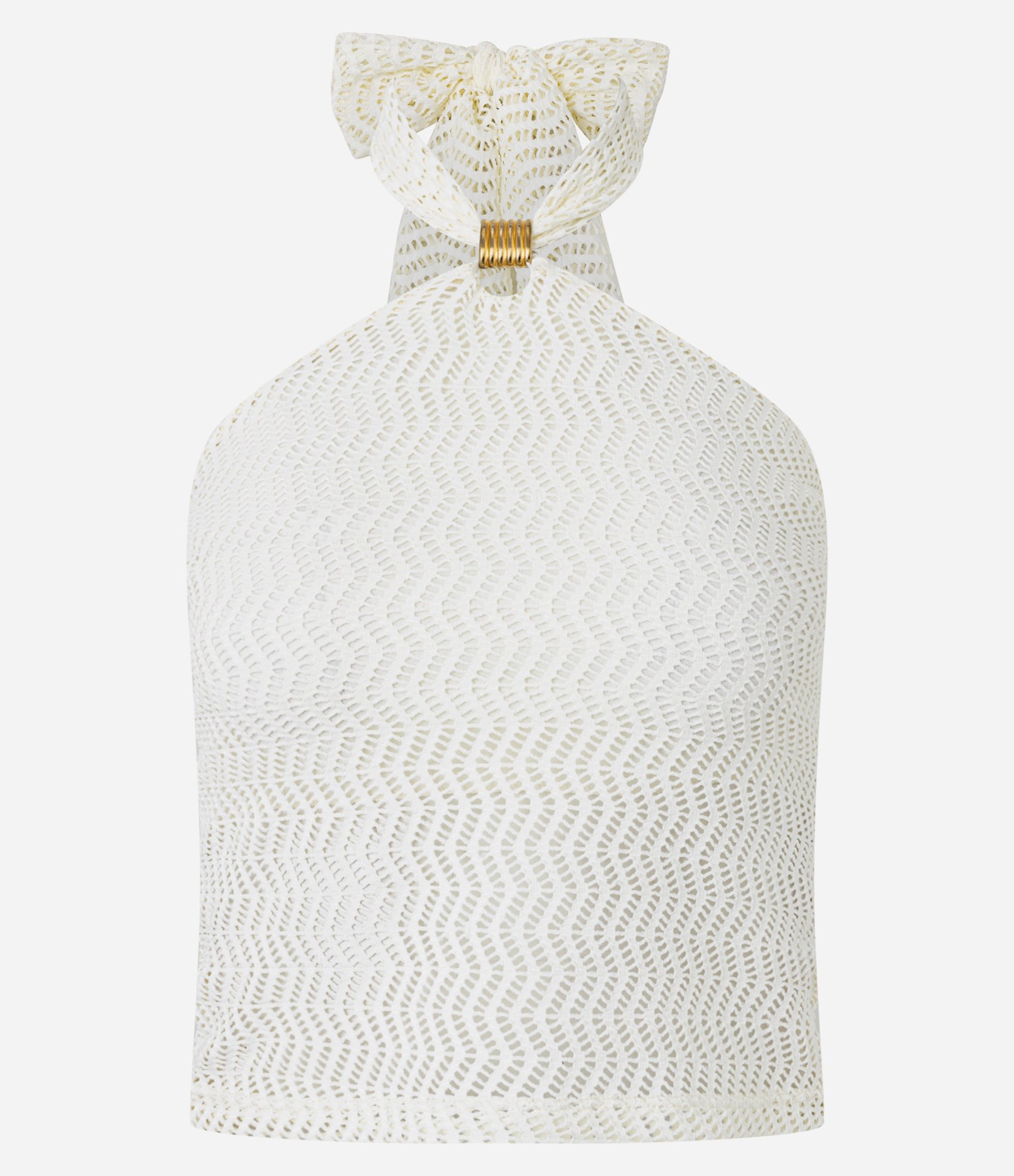 Blusa Frente Única com Aviamento e Textura Off White 1