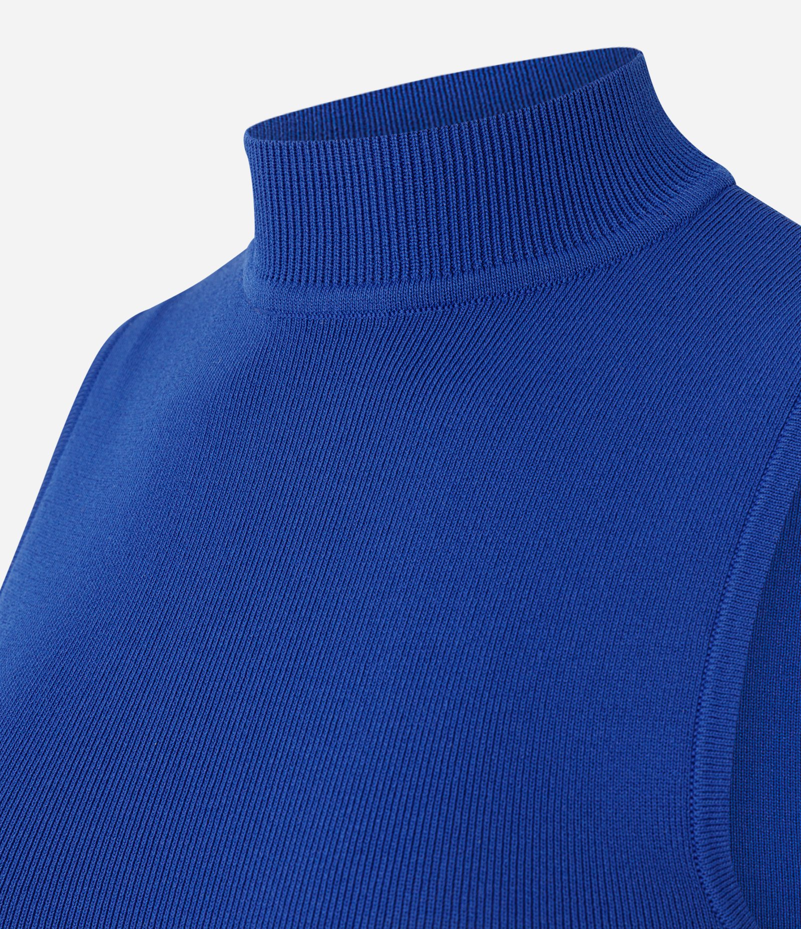 Blusa em Tricô com Golinha e Textura Canelada Azul 3