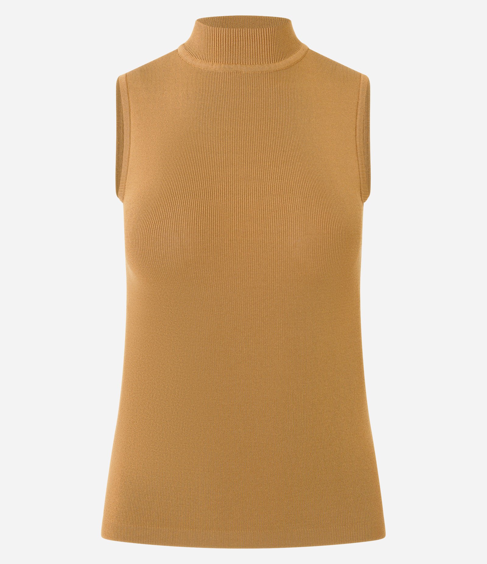 Blusa em Tricô com Golinha e Textura Canelada Bege 2