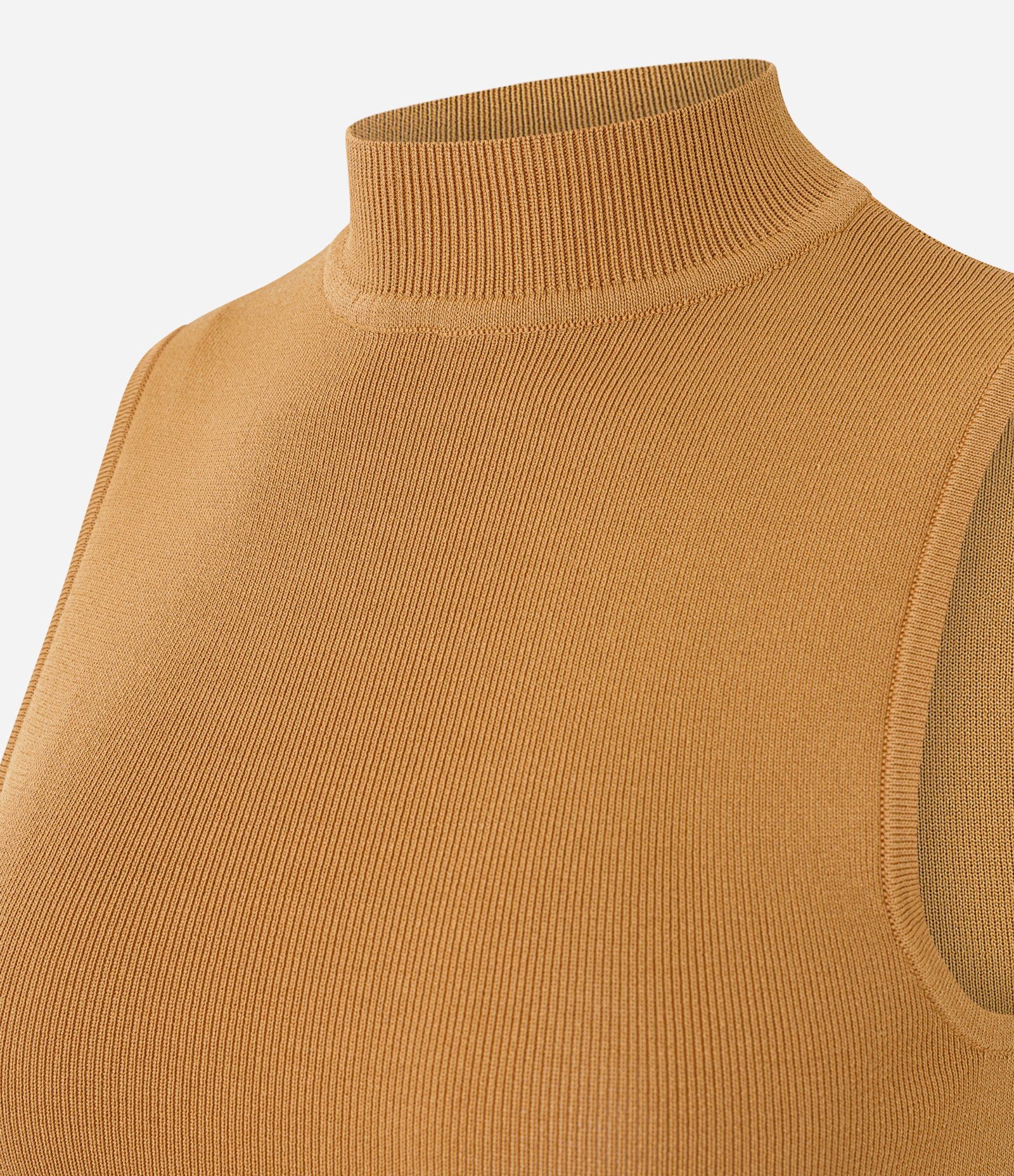 Blusa em Tricô com Golinha e Textura Canelada Bege 3