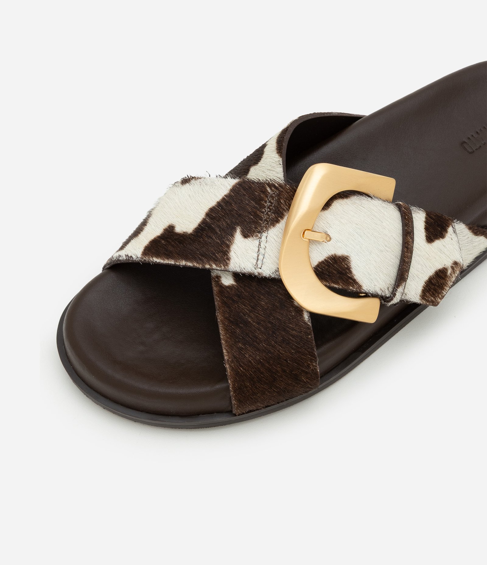 Rasteira em Couro com Tiras Cruzadas e Fivela Marrom 4