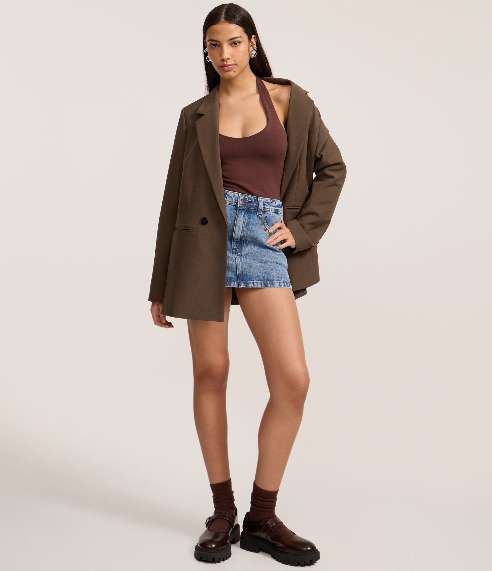 Blusa Frente Única em Ponto Roma Marrom 2