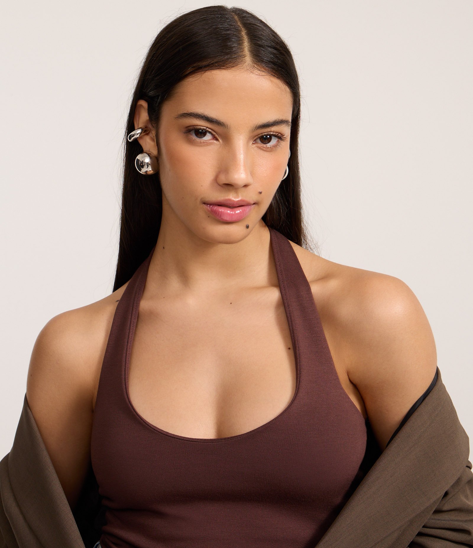 Blusa Frente Única em Ponto Roma Marrom 3