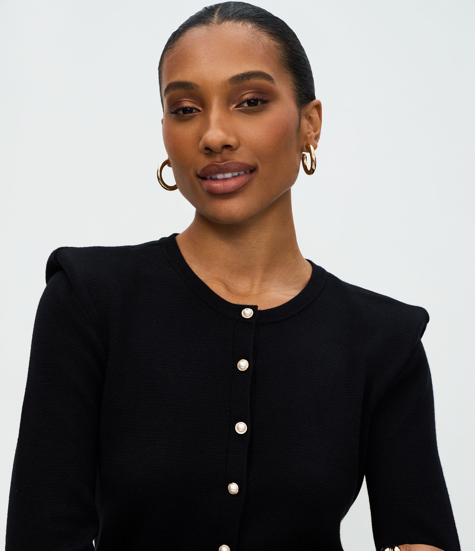 Cardigan Regular em Tricô com Ombreiras Preto 3