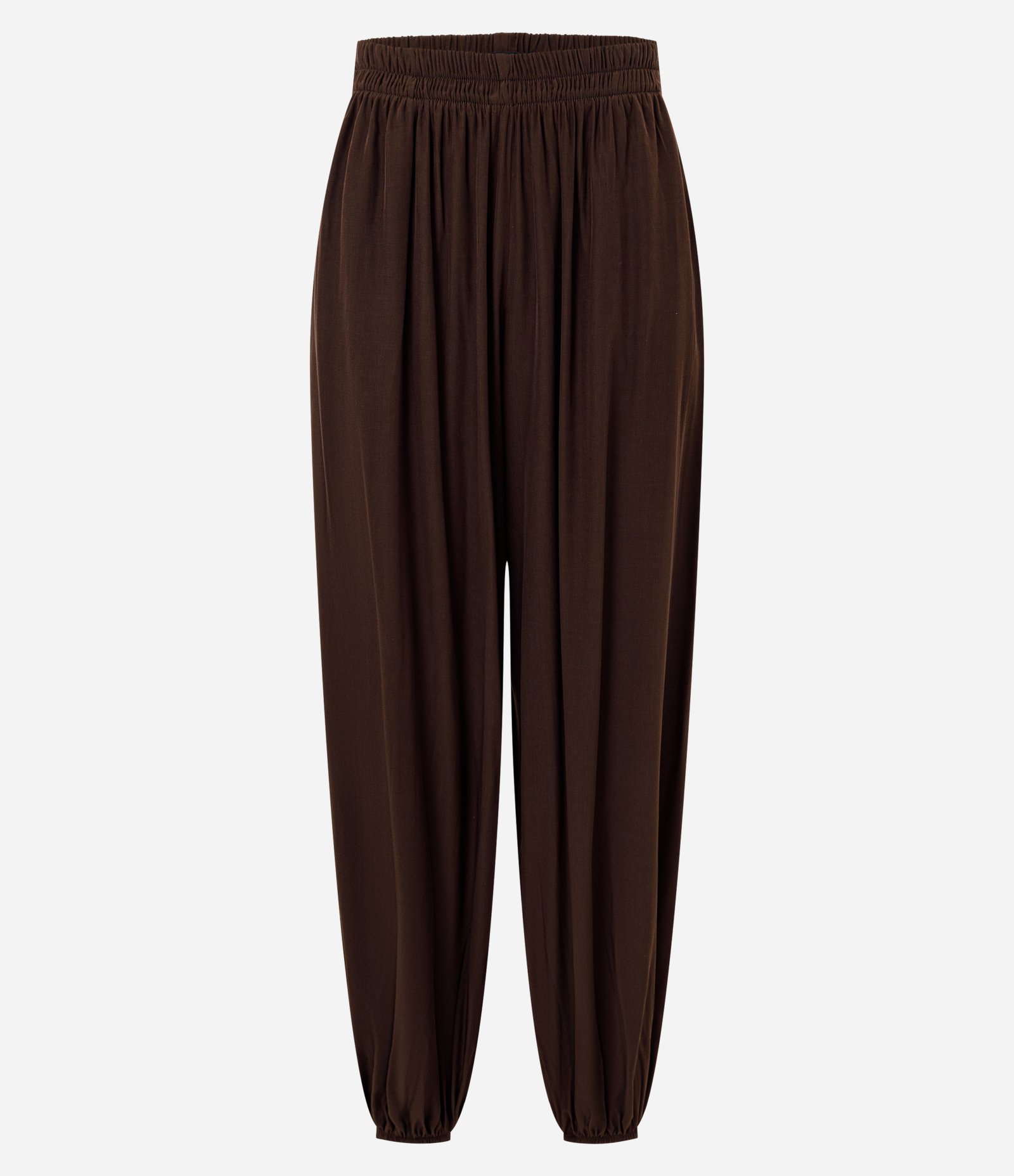 Calça Boho Balloon em Viscose com Elástico no Cós e Barra Marrom 5