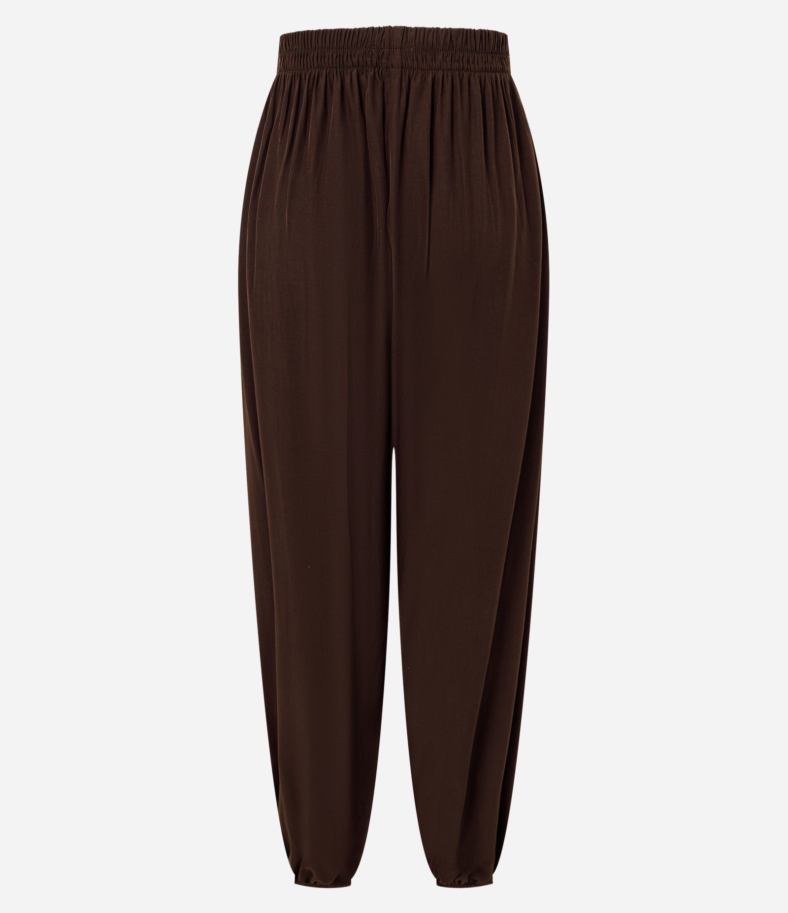 Calça Boho Balloon em Viscose com Elástico no Cós e Barra Marrom 6