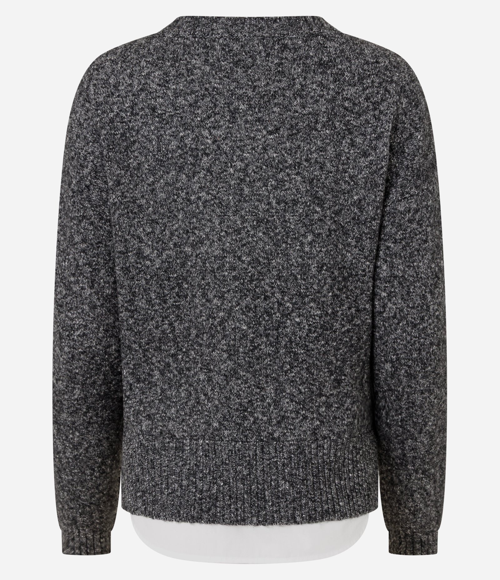 Suéter Regular em Tricô com Efeito de Camisa Embutida Cinza 7