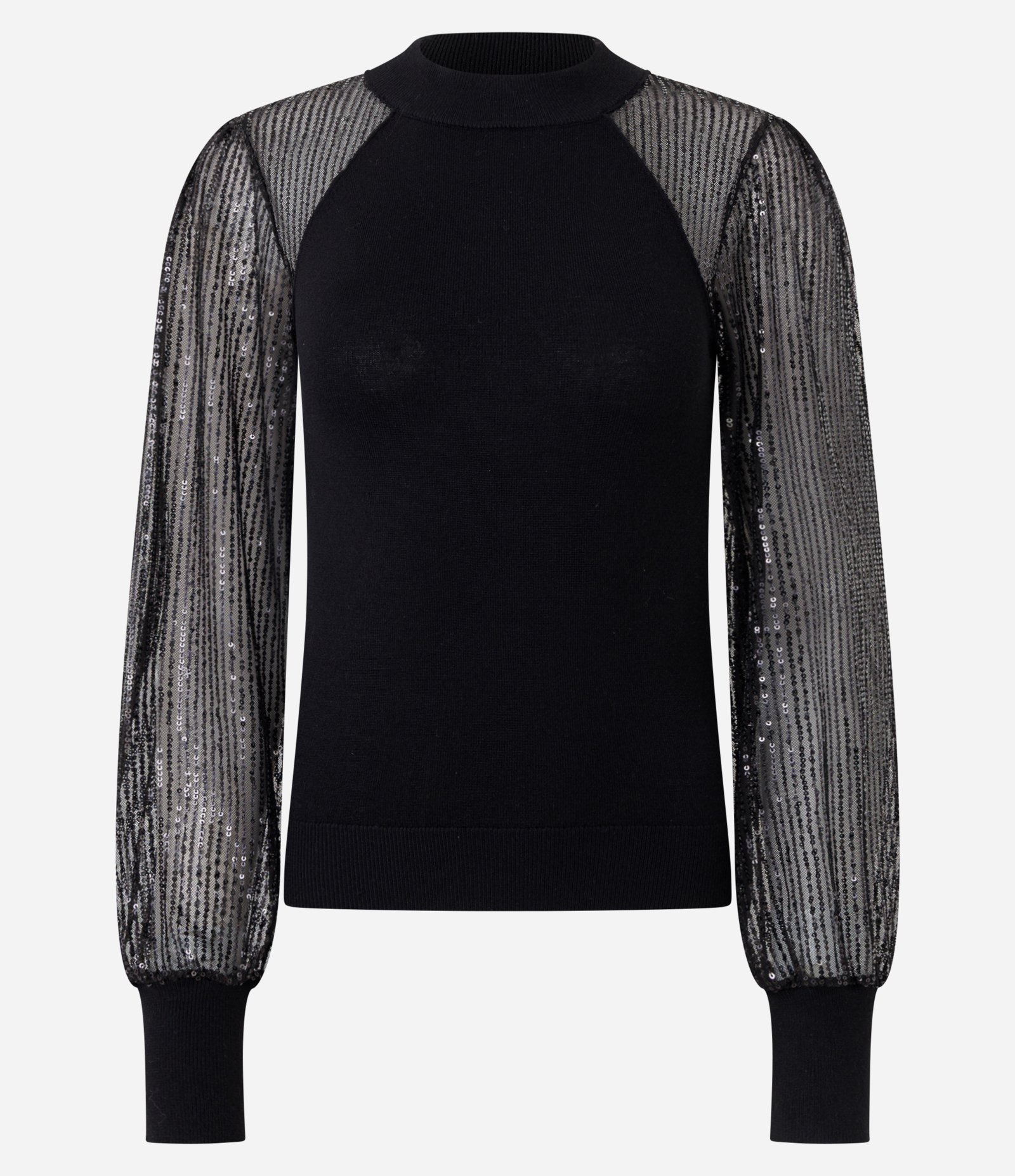 Blusa em Tricô com Aplicação de Paetês nas Mangas Preto 5