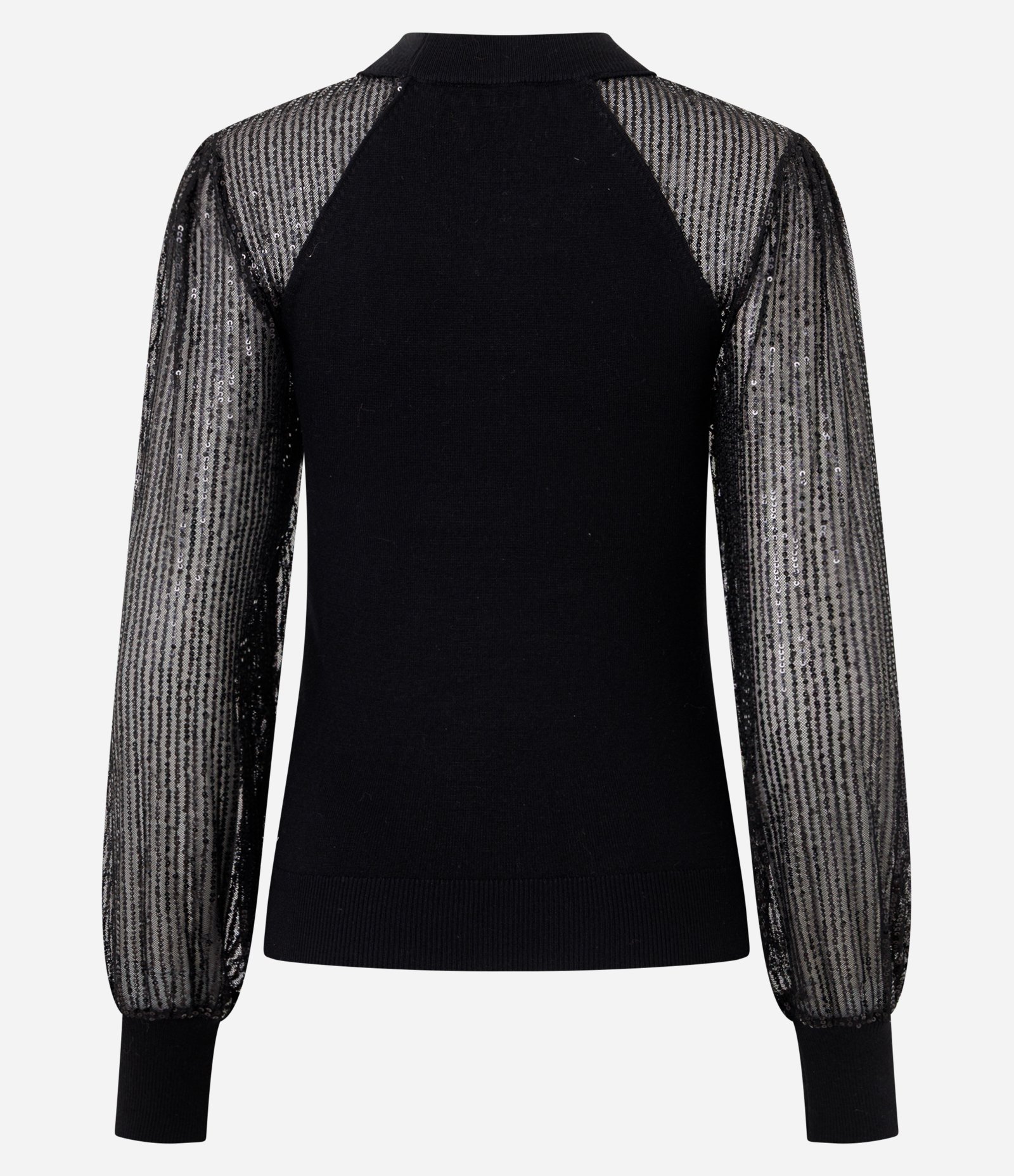Blusa em Tricô com Aplicação de Paetês nas Mangas Preto 7