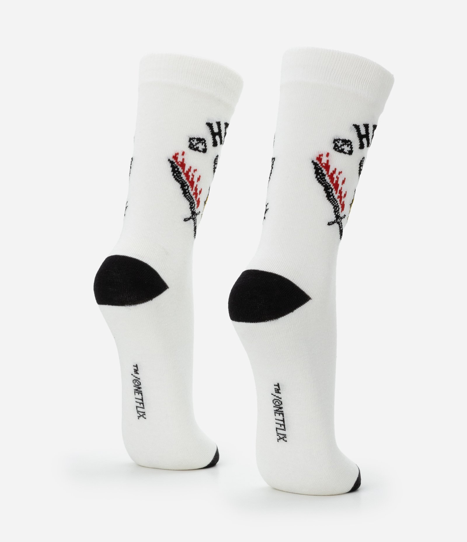 Meia Cano Alto em Algodão com Estampa Hellfire Club Stranger Things Branco 3