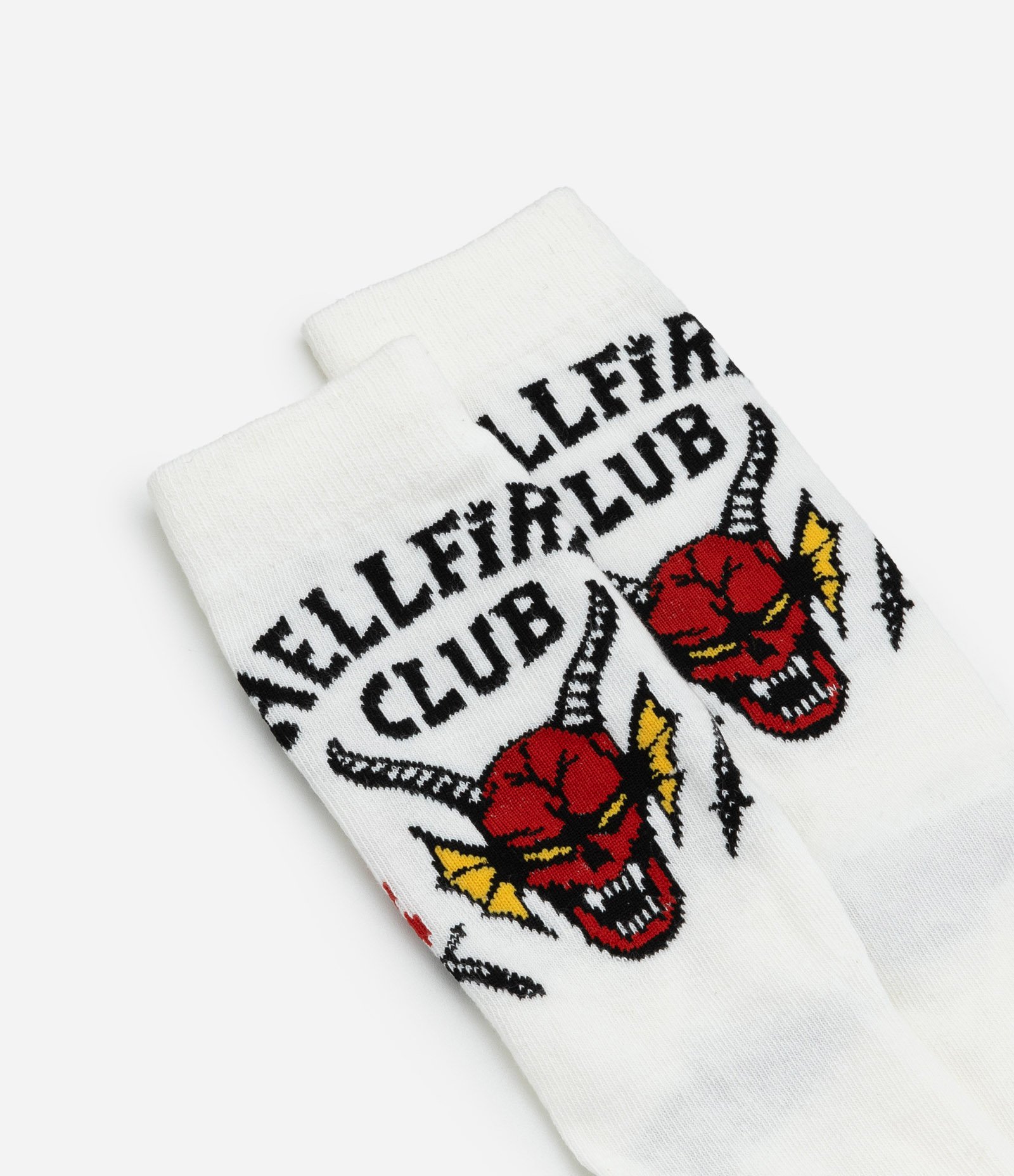 Meia Cano Alto em Algodão com Estampa Hellfire Club Stranger Things Branco 4