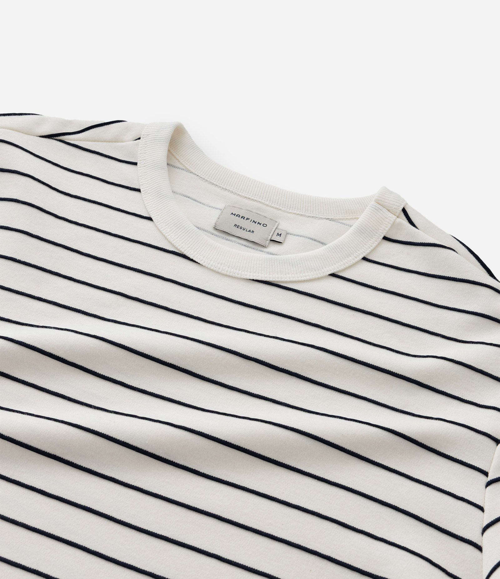 Camiseta Regula em Algodão com Estampa de Listras Branco 5