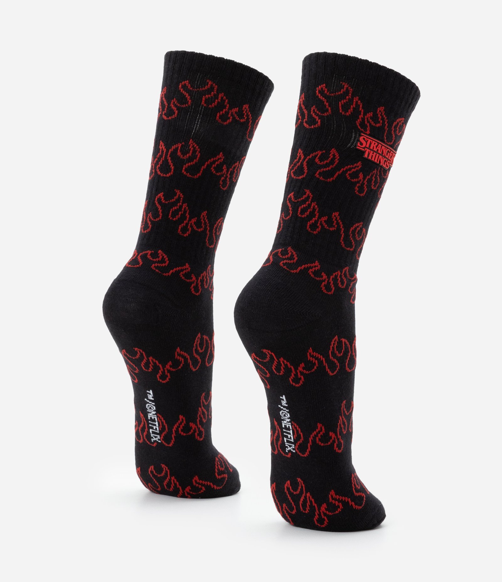 Meia Cano Alto em Algodão com Estampa Stranger Things Preto 3