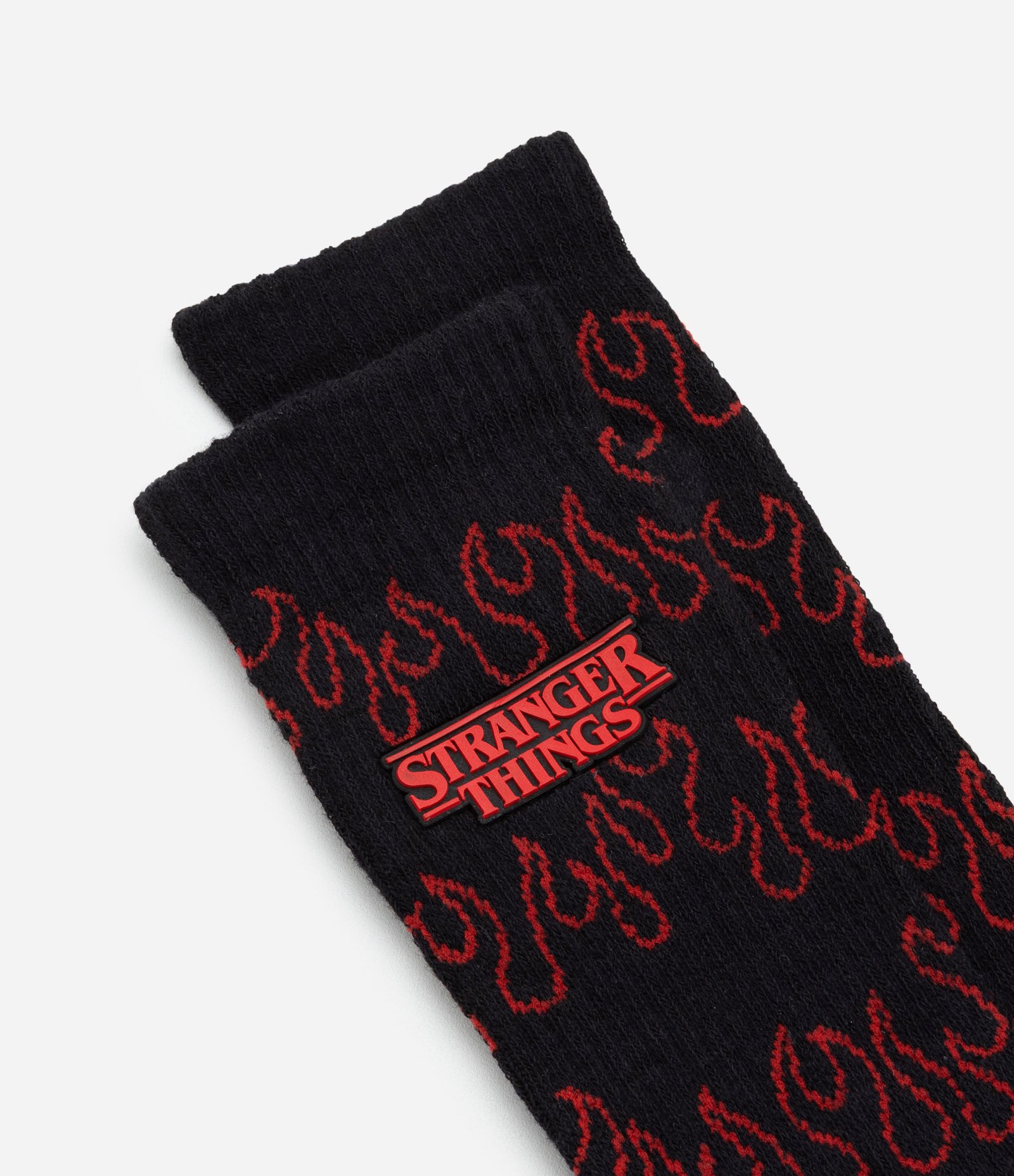 Meia Cano Alto em Algodão com Estampa Stranger Things Preto 4