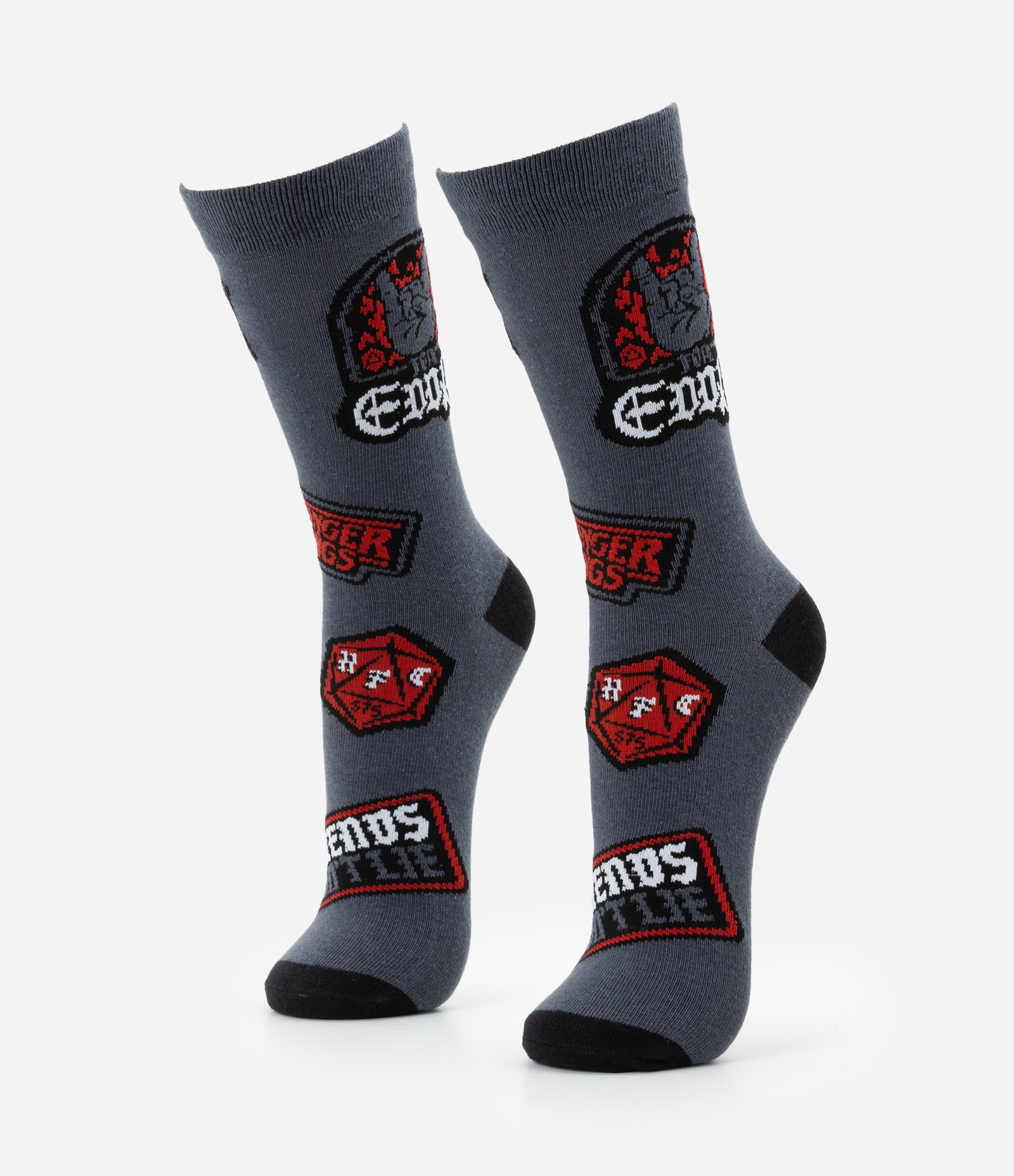 Meia Cano Alto em Algodão com Estampa Stranger Things Cinza 1