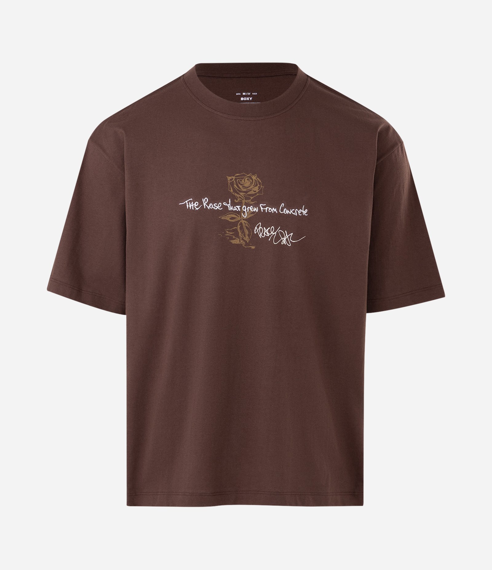 Camiseta Boxy em Algodão com Estampa Tupac The Rose Marrom 5