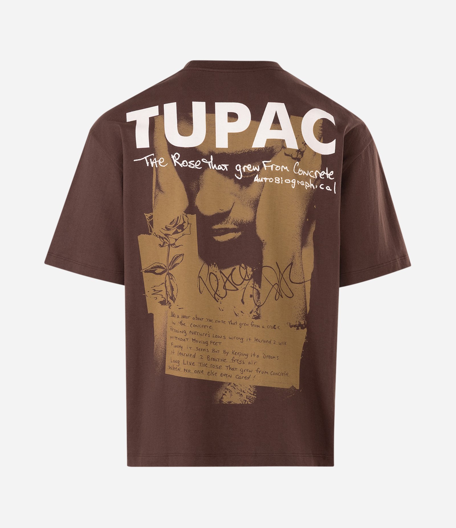 Camiseta Boxy em Algodão com Estampa Tupac The Rose Marrom 6