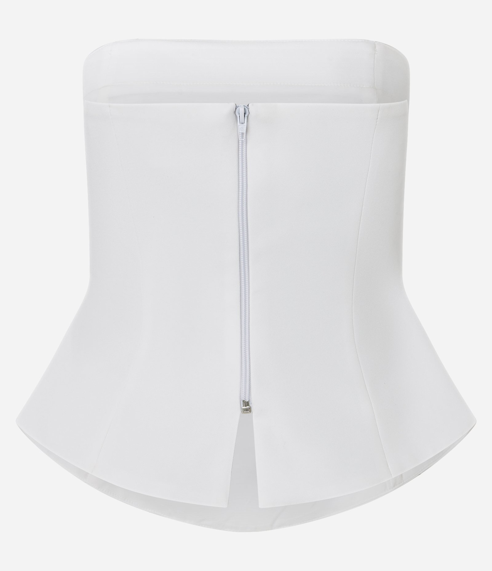 Blusa Peplum Sem Alça com Corte Alfaiatado Branco 6