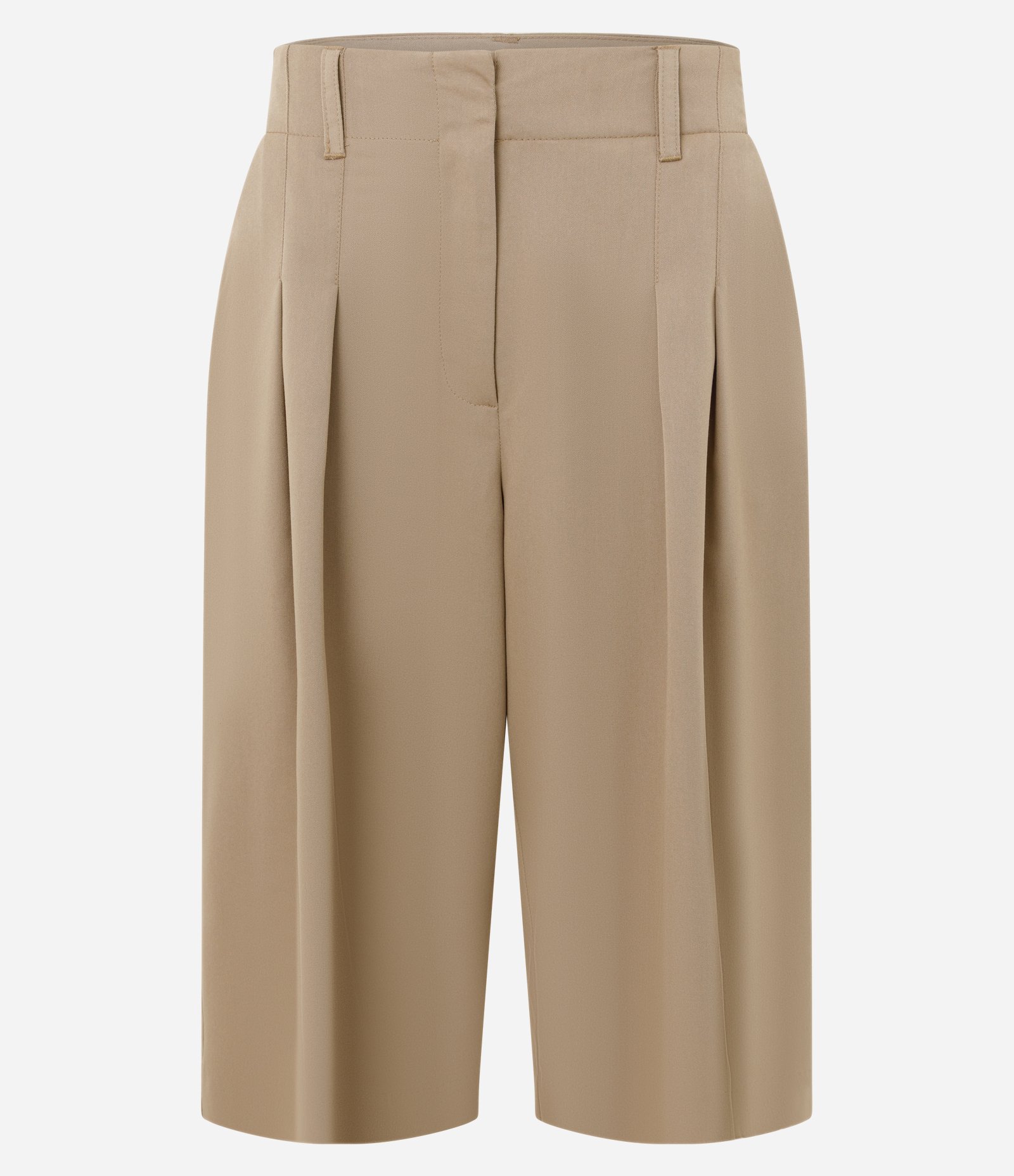 Bermuda Alfaiatada com Pregas e Passantes no Cós Bege 7