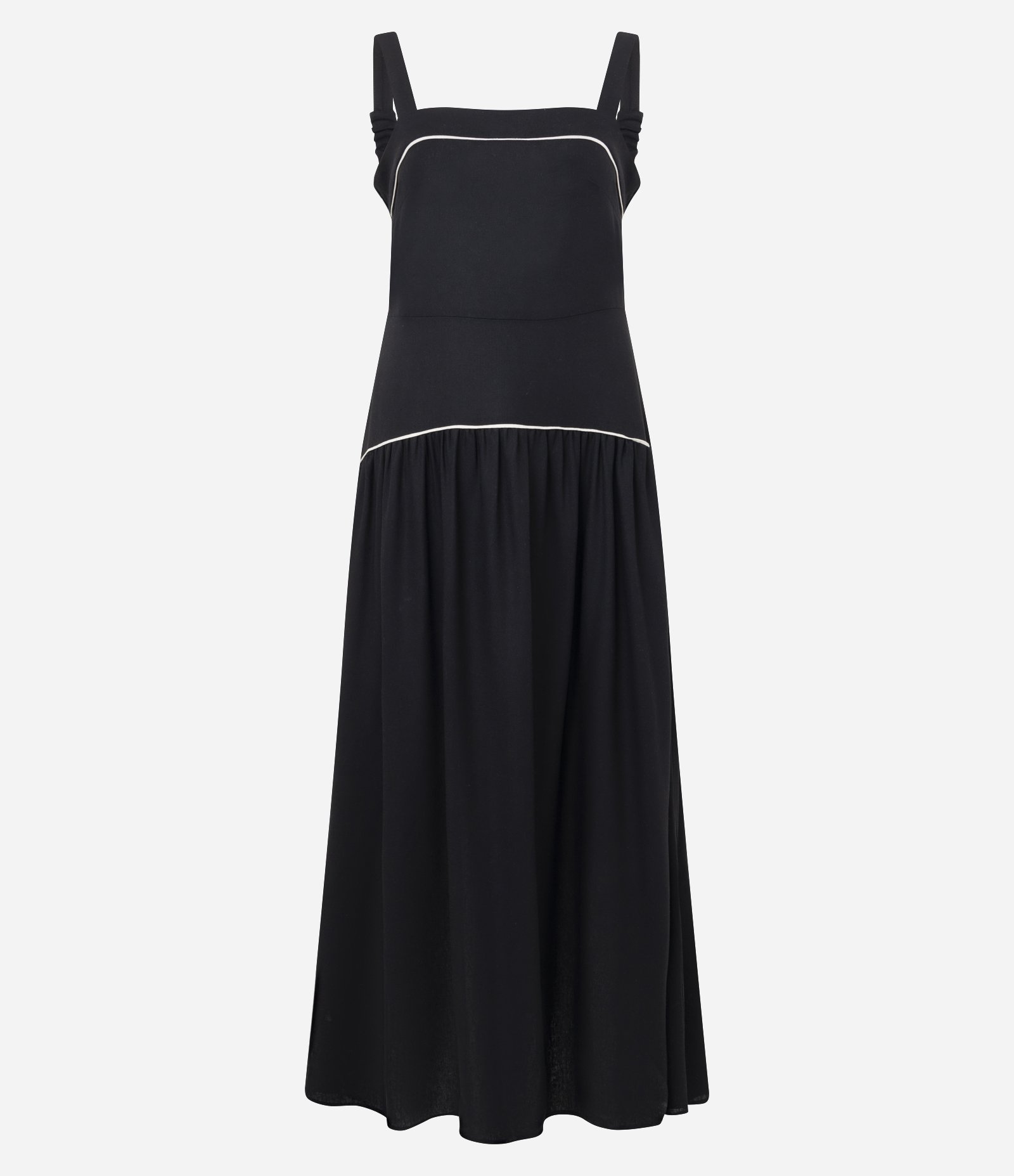 Vestido Midi com Cintura Baixa em Viscolinho Preto 5