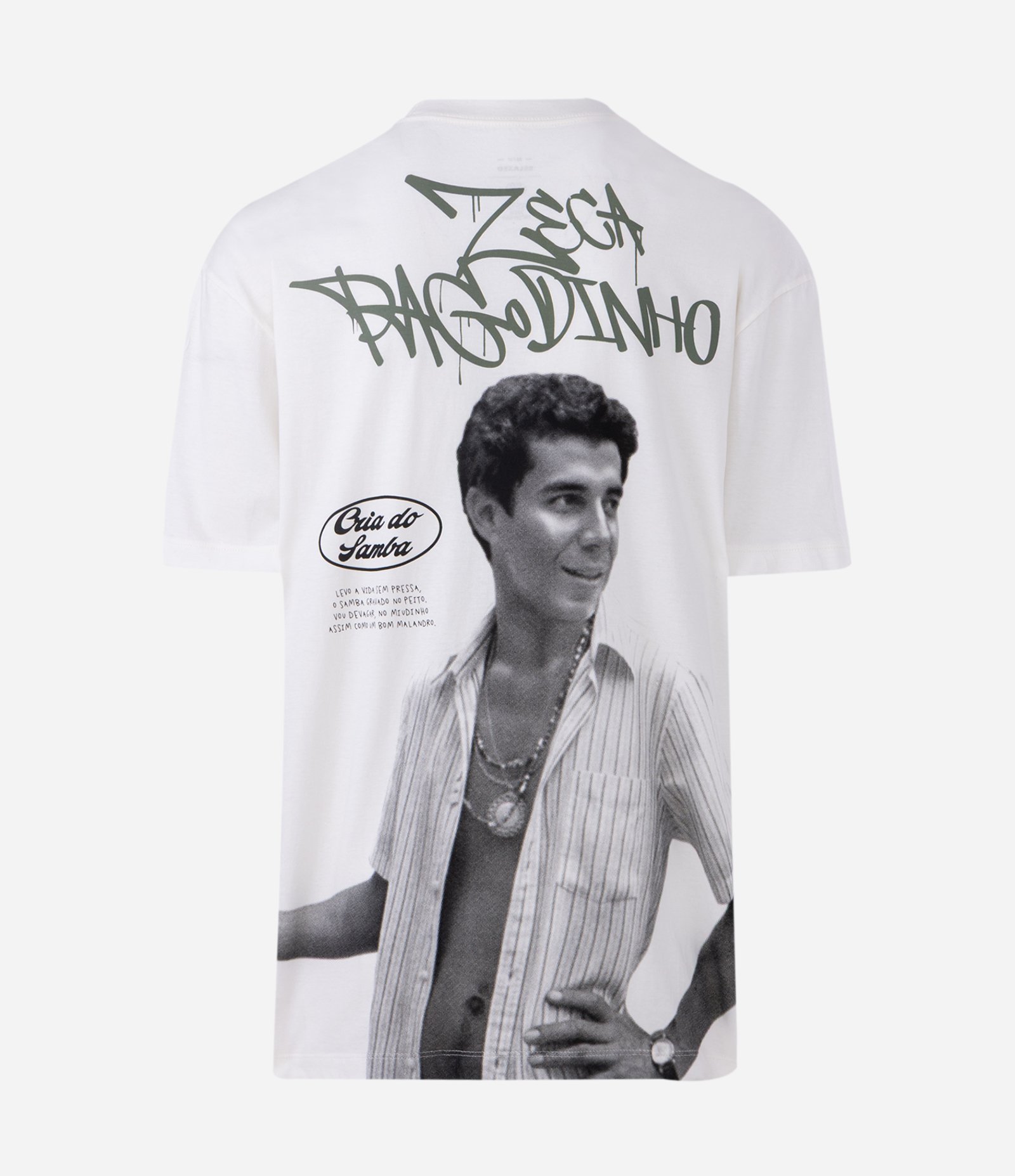 Camiseta Relaxed em Algodão com Estampa do Zeca Pagodinho Branco 9