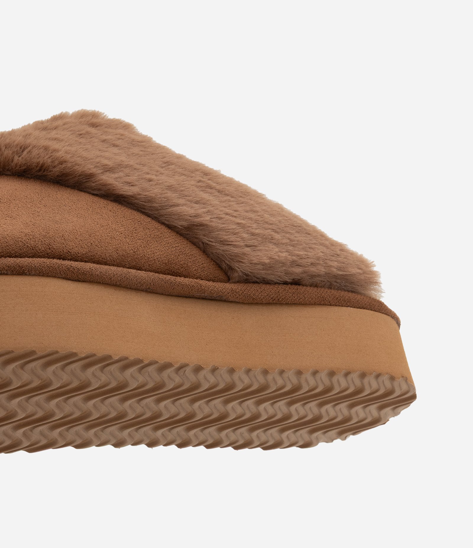 Pantufa Aberta com Solado Alto em Poliéster Marrom 4