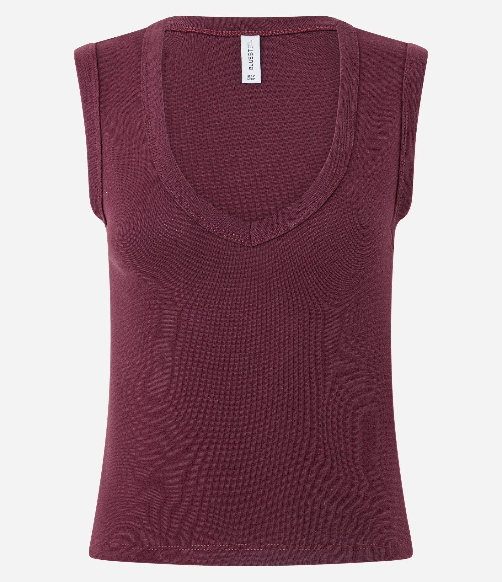 Blusa Básico em Ribana com Decote V Bordô 4
