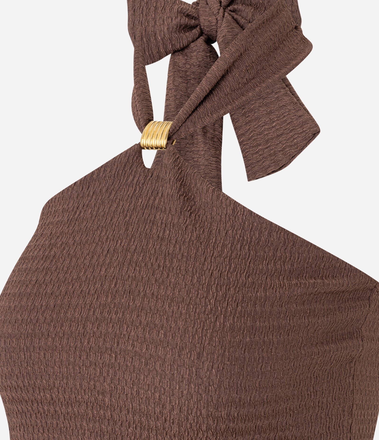 Blusa Frente Única com Aviamento e Textura Marrom 2