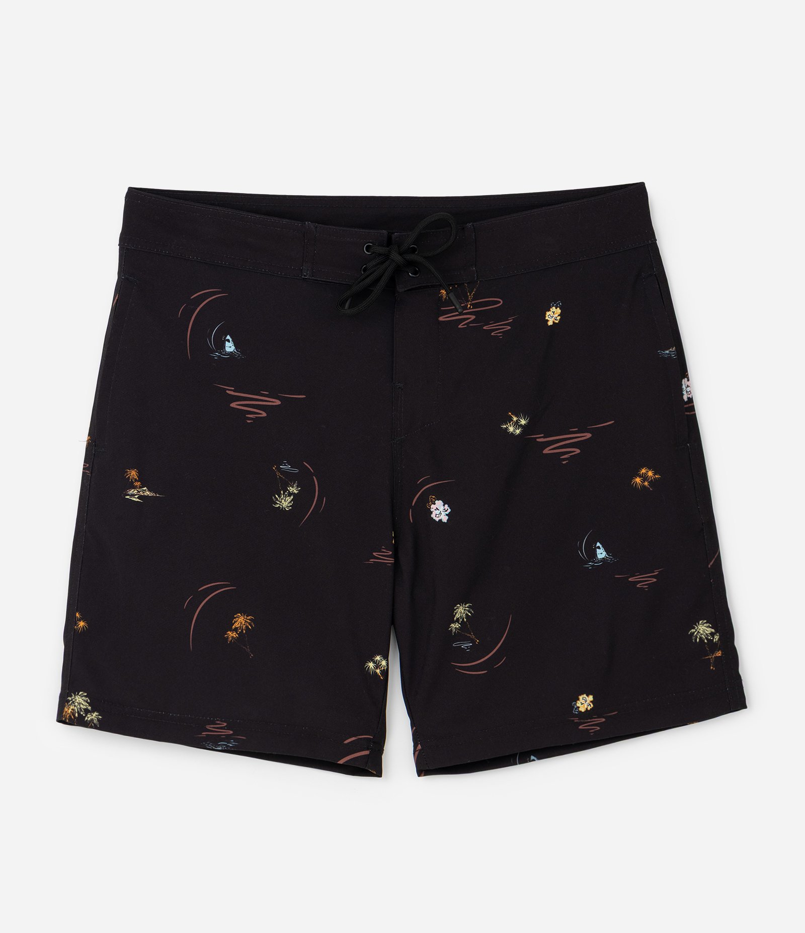 Bermuda de Banho Coqueiros Praianos Preto 1