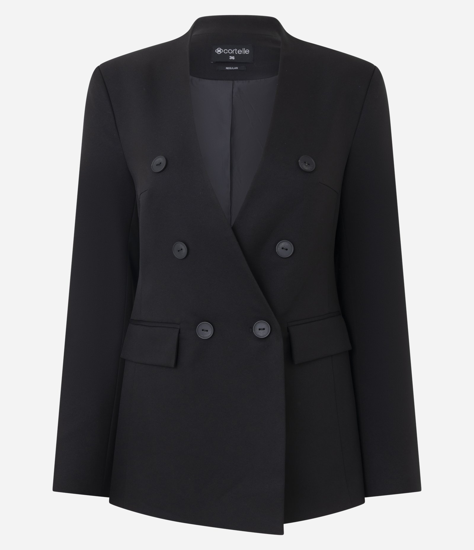 Blazer Transpassado de Alfaiataria com Bolsos Lapela Preto 5