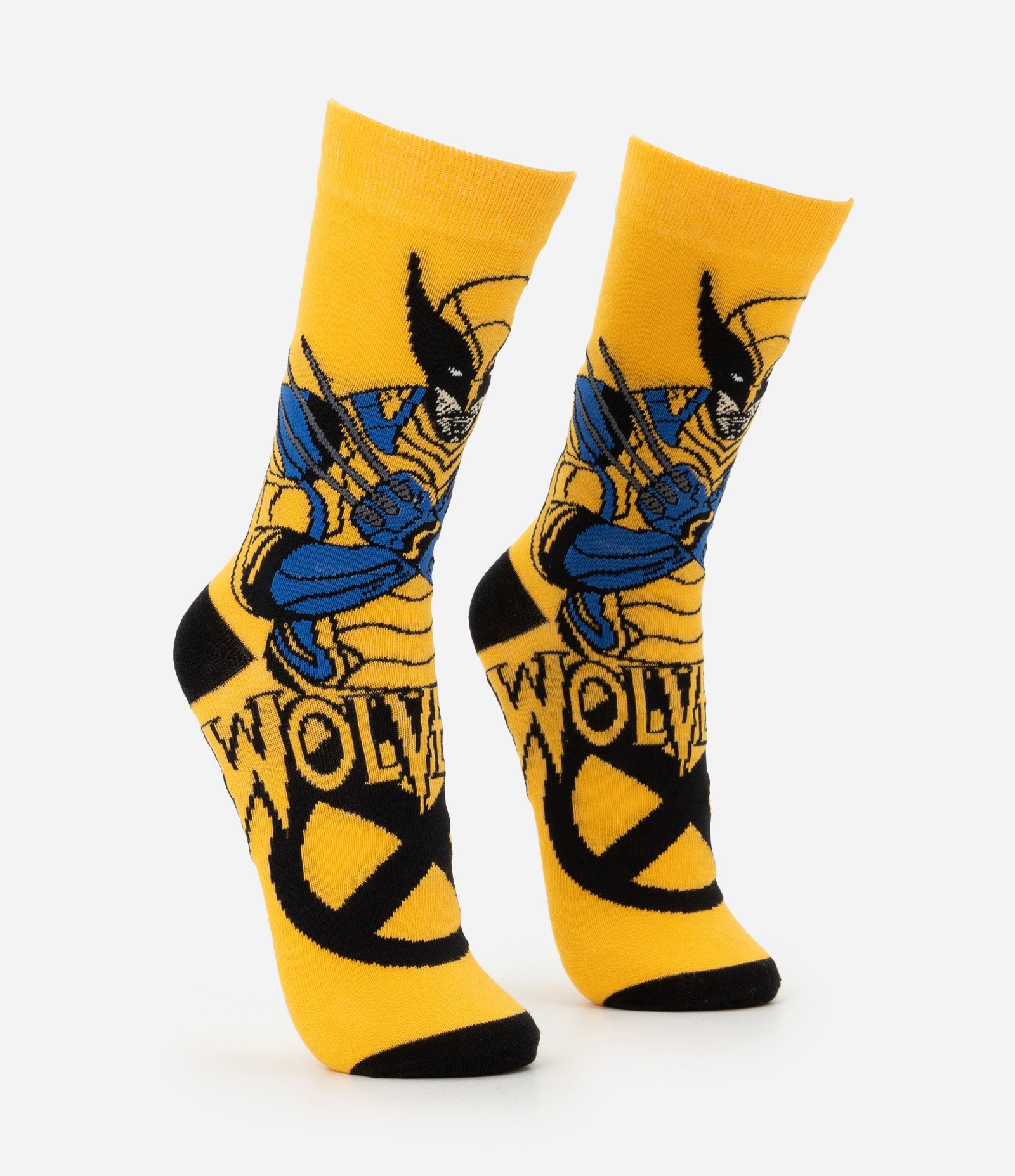 Meia Cano Longo em Algodão com Estampa X-Men Wolverine Amarelo 2