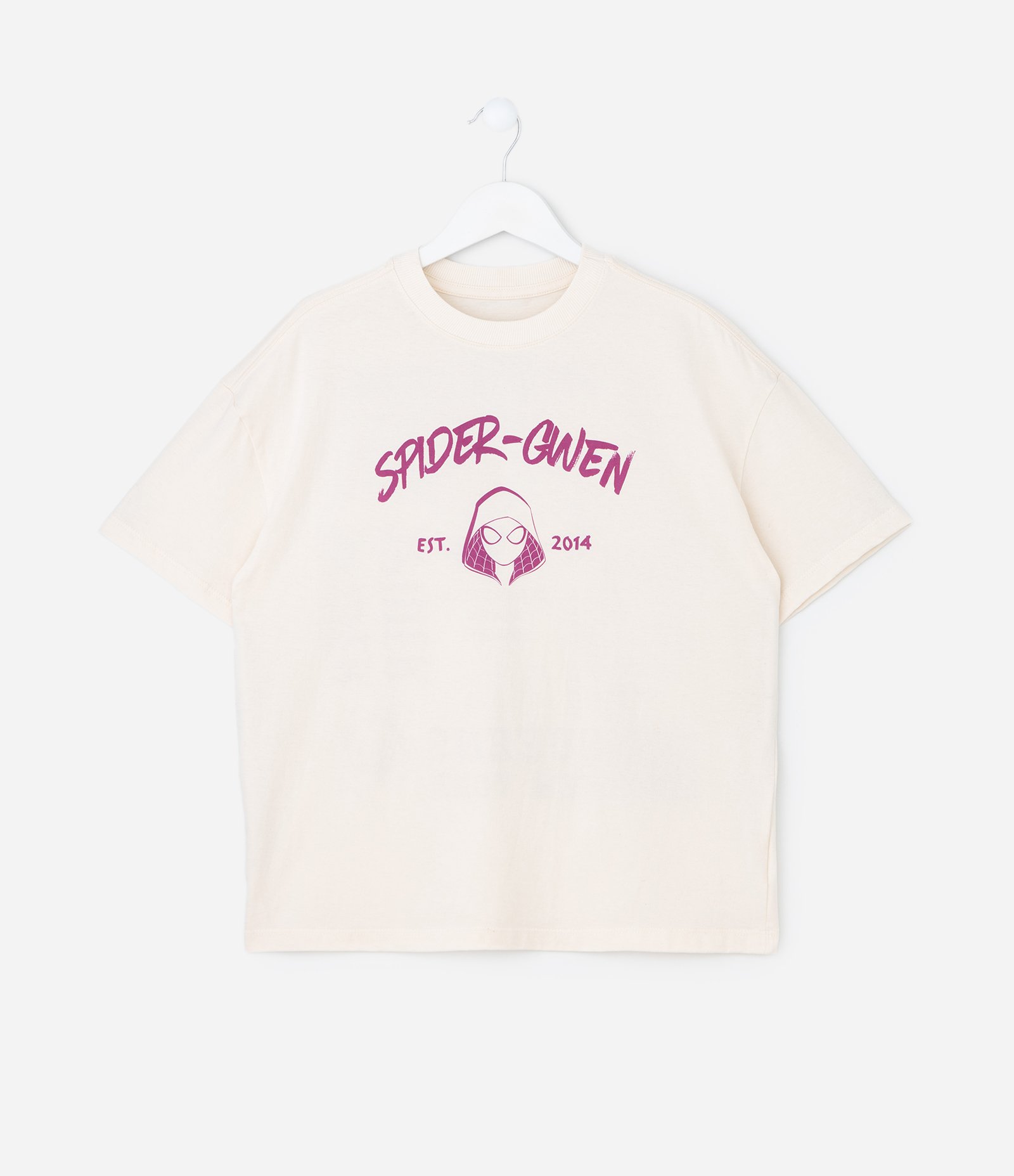 Camiseta Infantil Oversized com Estampa Spider-Gwen – Tam 7 a 16 Anos Off White 1