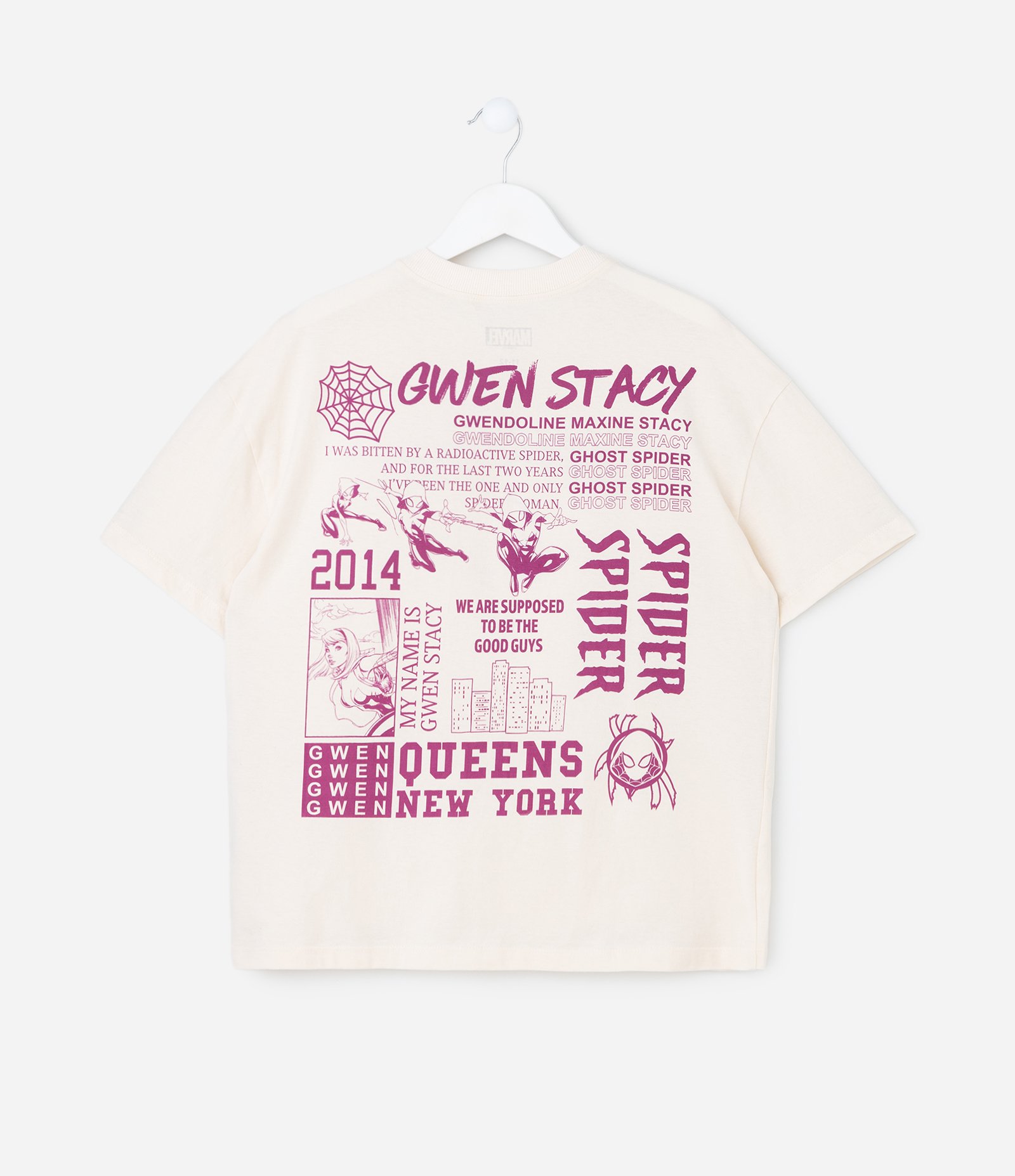 Camiseta Infantil Oversized com Estampa Spider-Gwen – Tam 7 a 16 Anos Off White 2