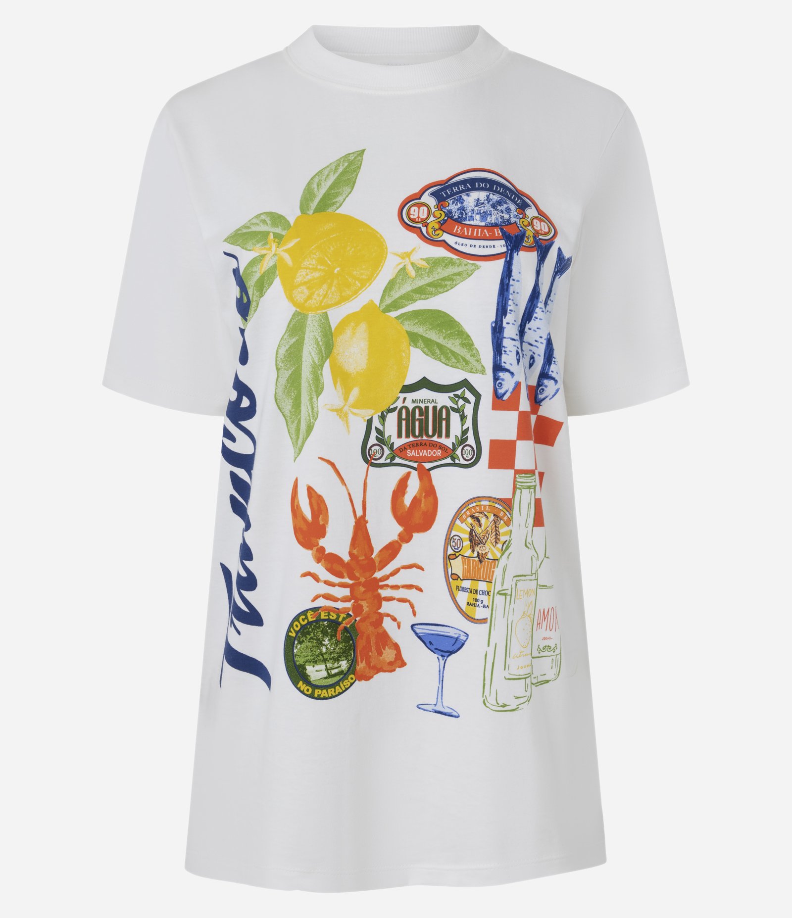 Camiseta em Algodão com Estampa Trancoso Branco 4